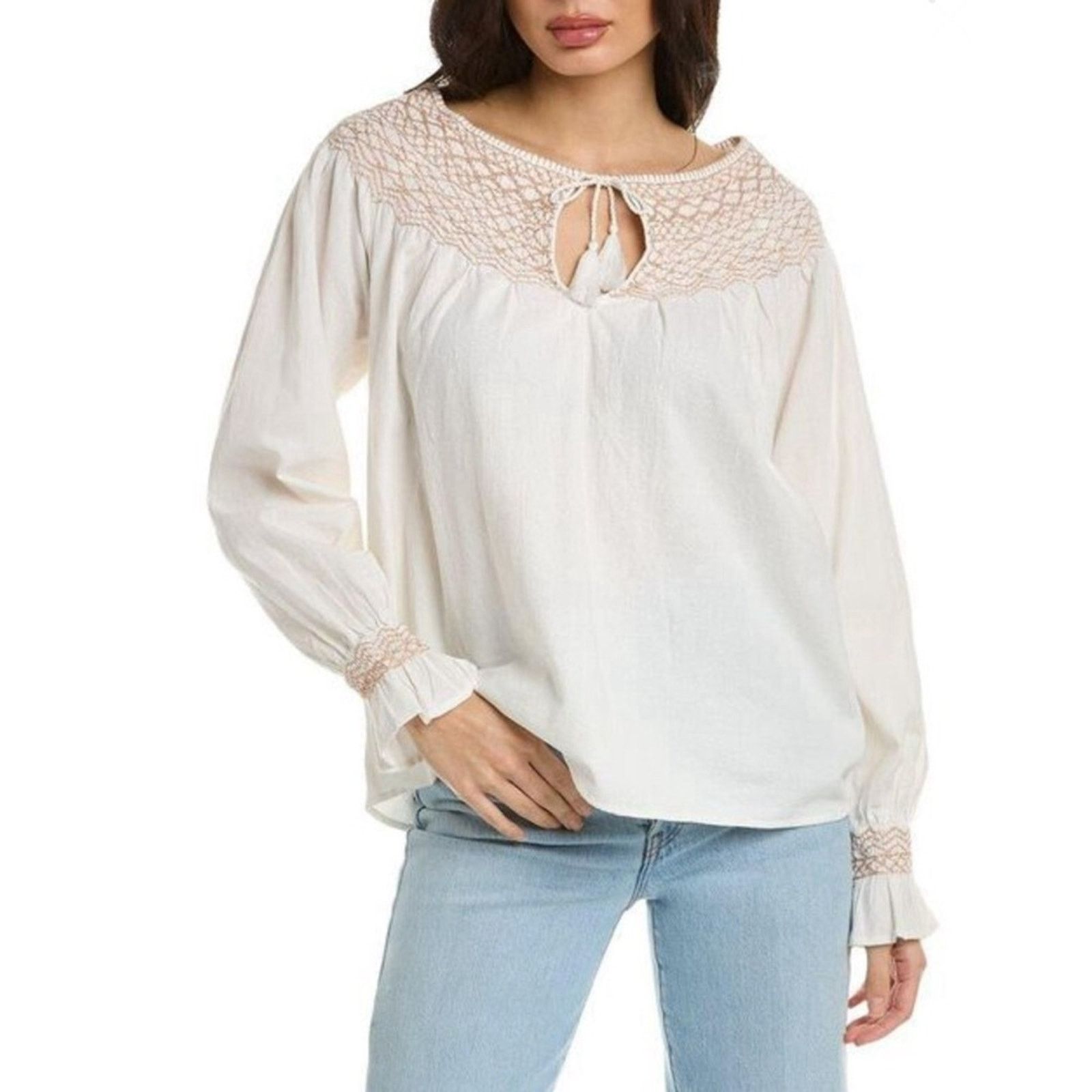 Faherty Faherty Laura Embroidered Women’s Top in White Size XS Size XS / US 0-2 / IT 36-38 - 1 Thumbnail
