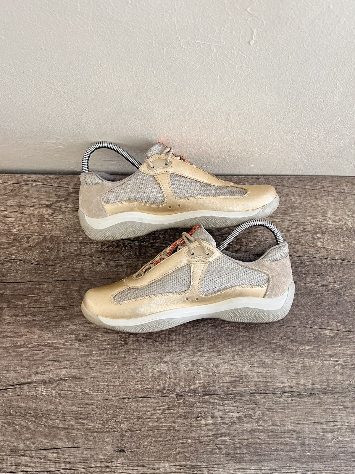 Prada Americas Cup Gold-mesh Sneakers Size US 7 / IT 37 - 3 Thumbnail