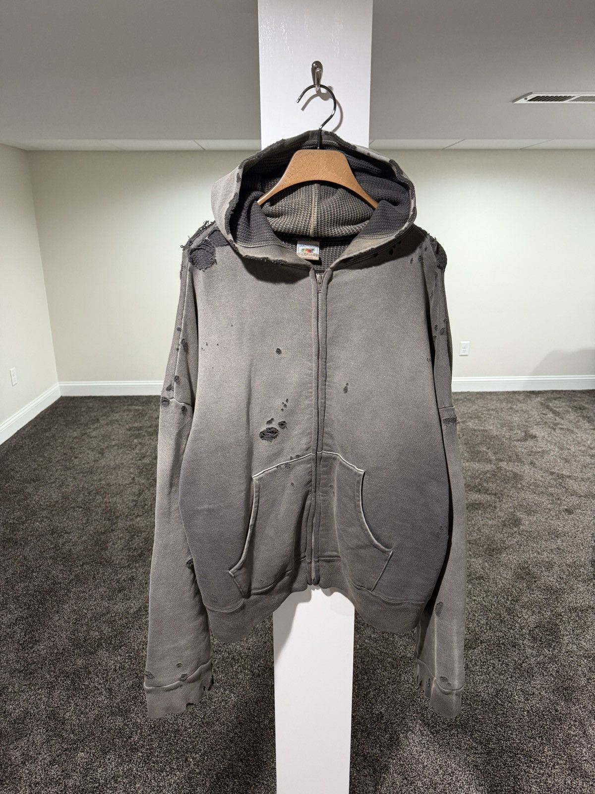 Saint Michael Saint Michael Distressed Thermal Double Face Lay Zip Hoodie Size US S / EU 44-46 / 1 - 2 Thumbnail