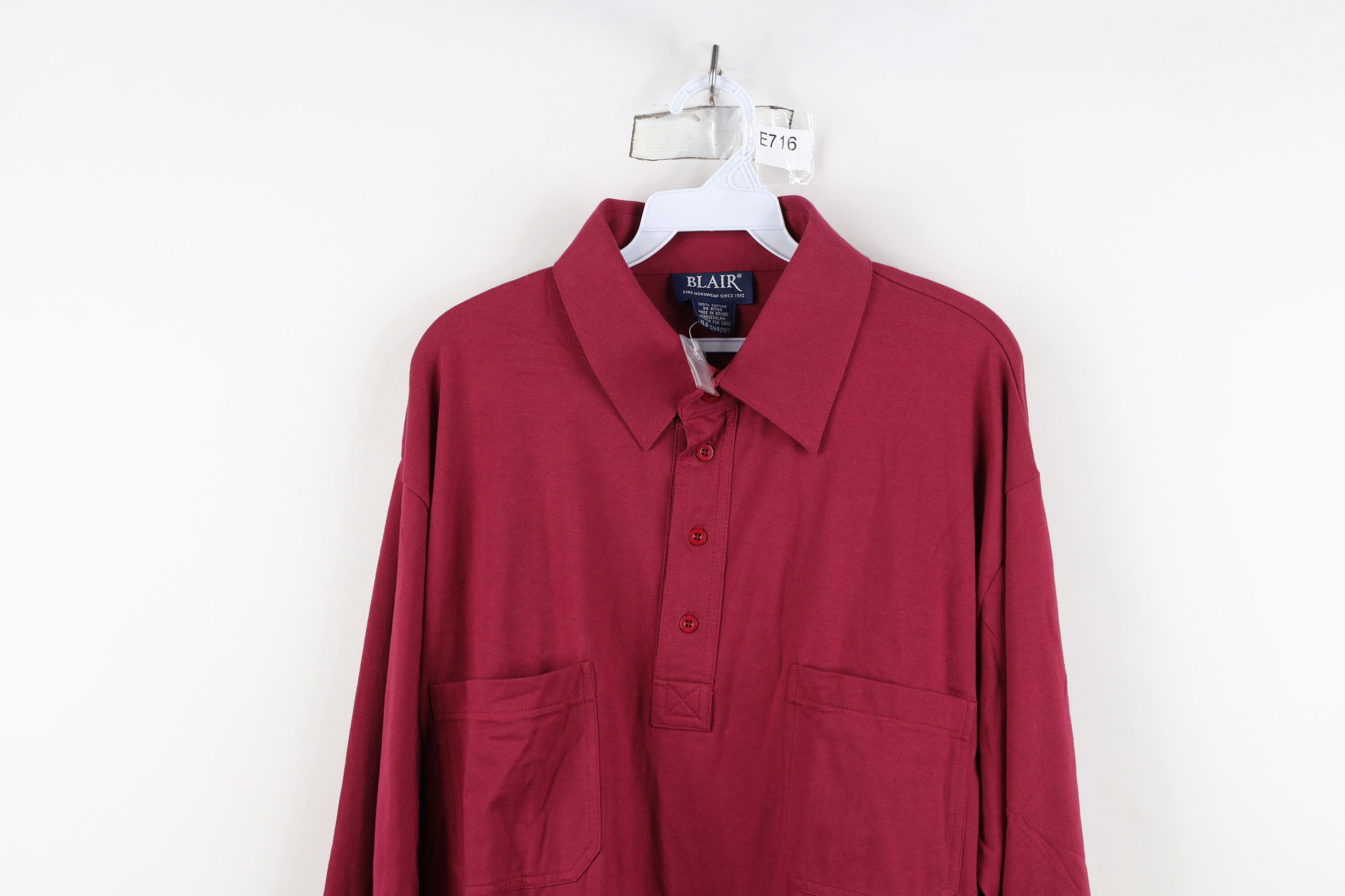 Vintage Deadstock Vintage 90s Streetwear Long Sleeve Polo Red Size US XL / EU 56 / 4 - 2 Thumbnail