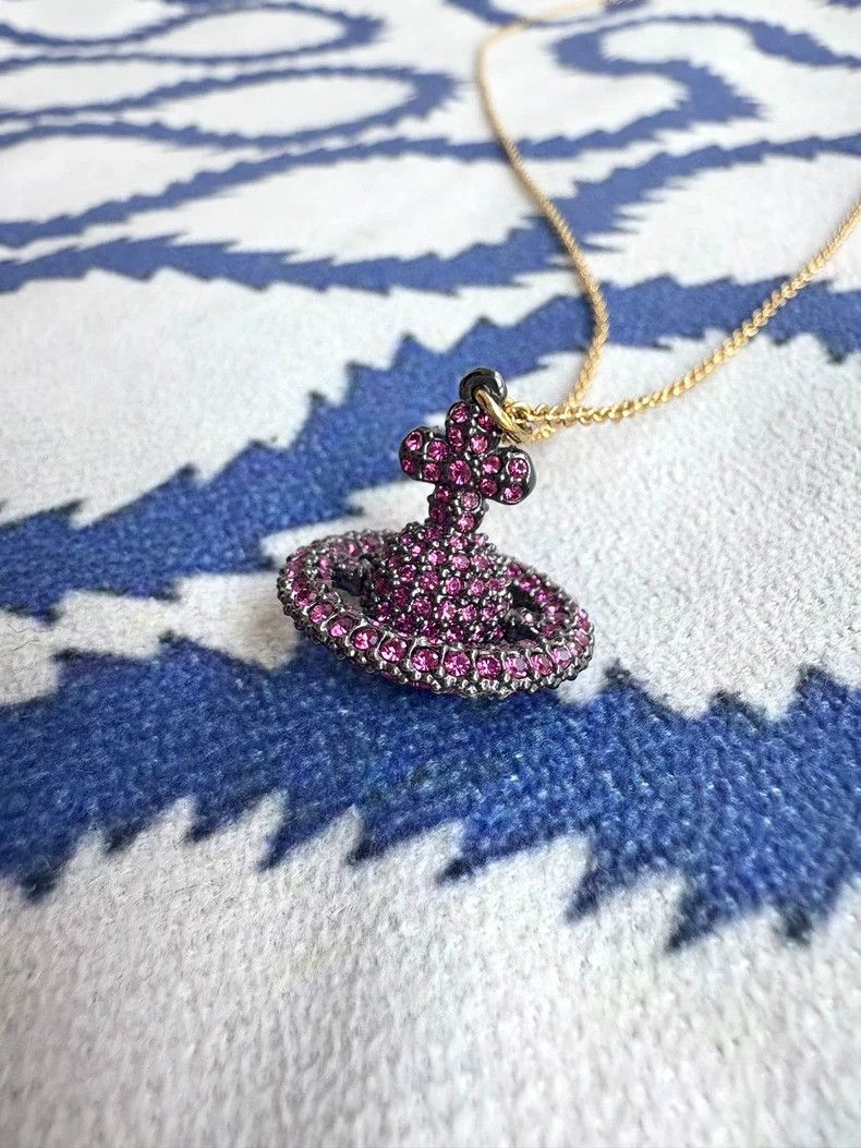 Vivienne Westwood Vivienne Westwood Purple Full Diamond-Set Orb Planet Neckl Size ONE SIZE - 4 Thumbnail