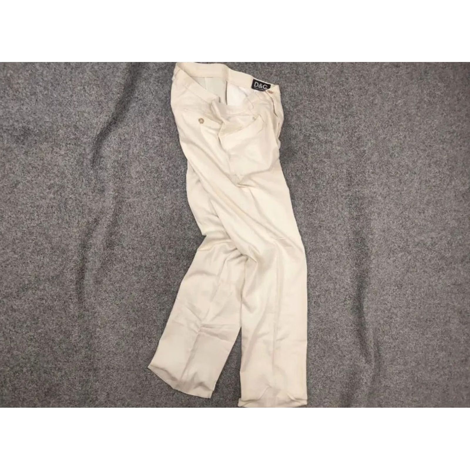 Dolce & Gabbana VINTAGE Dolce&Gabbana Beige Cotton herringbone Casual Pants Mens 34 Size US 34 / EU 50 - 2 Thumbnail