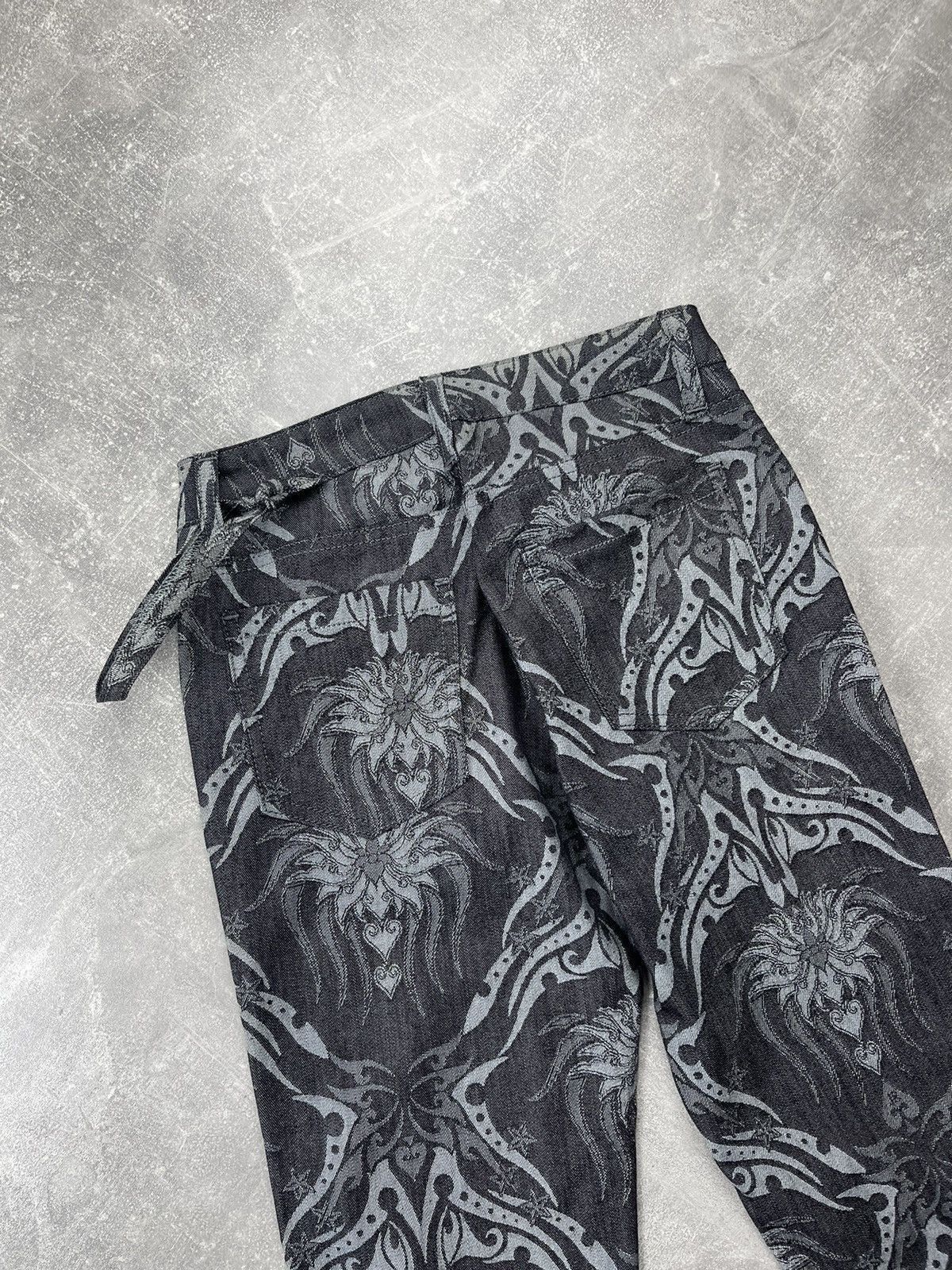 Other Y2K Flared Archive 2000s Black Baroque Pattern Jeans Size 27" / US 4 / IT 40 - 4 Thumbnail
