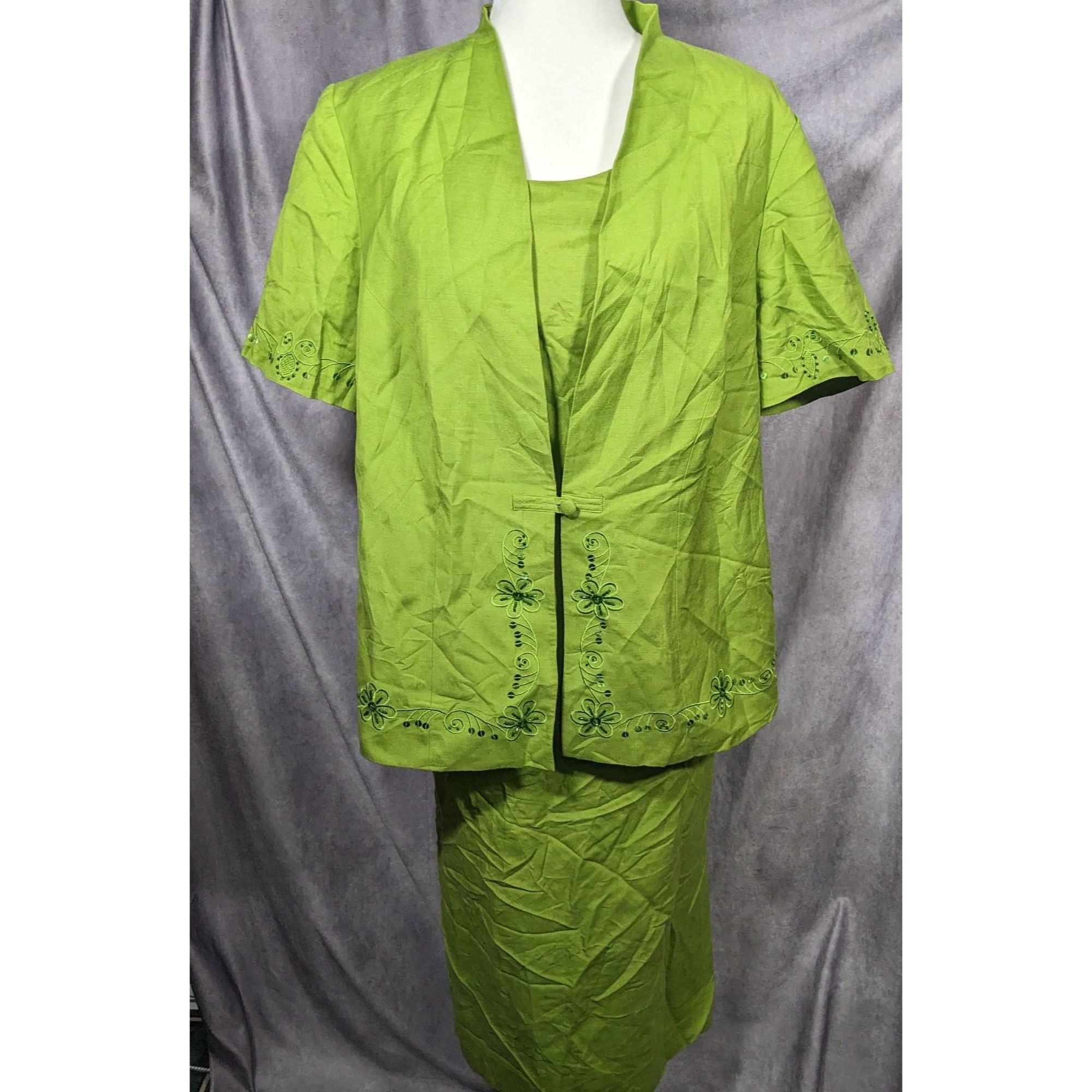 Other Vintage Jessica Howard Woman Green Floral Dress And Jacket S Size XL / US 12-14 / IT 48-50 - 10 Thumbnail