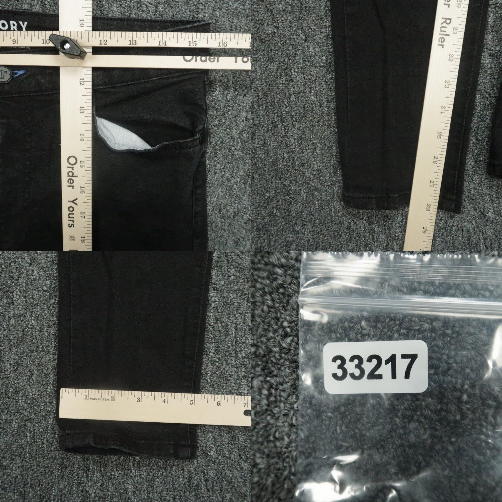 Denime Twillory Jeans Mens 32x28 Black Denim Slim Straight 5-Pocket Belt Loops Size US 32 / EU 48 - 8 Thumbnail