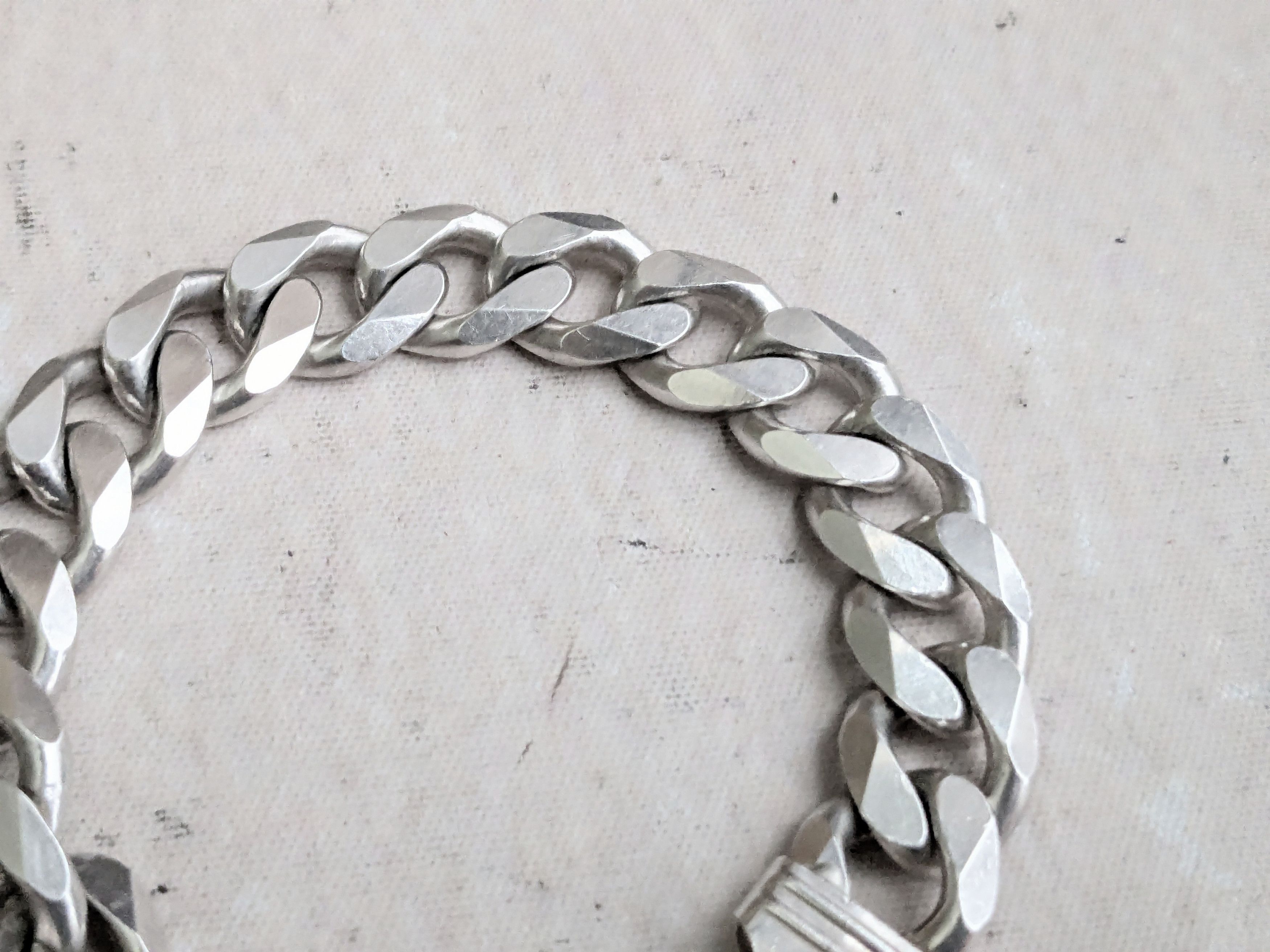 Jewelry Vintage Sterling Silver Bracelet Cuban Link Chain 8.5 Size ONE SIZE - 4 Thumbnail