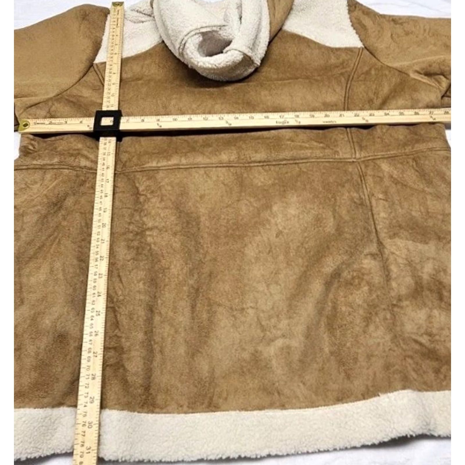 Vintage Koolaburra by UGG Women’s 3X Faux Suede Sherpa Lined Hooded Coat Jacket Zip Brown Tan Jacket Womens 3XL Outdoor Classic Hooded Zip Size XXL / US 16-18 / IT 52-54 - 7 Thumbnail