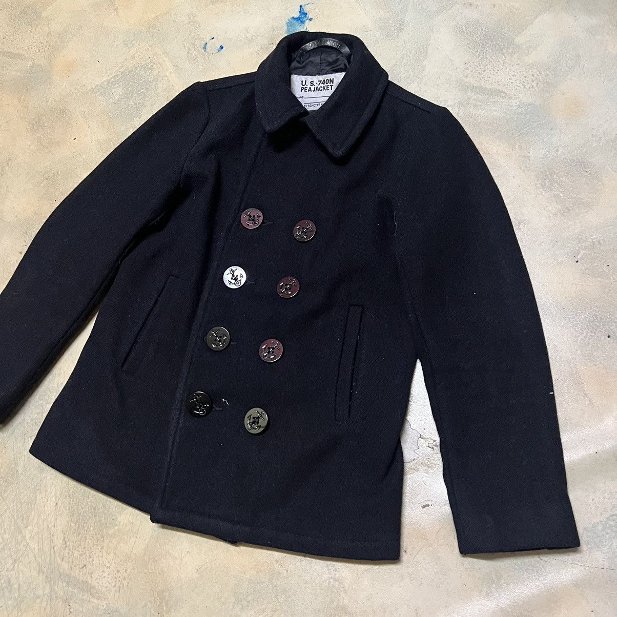 Schott Vintage U.S. 740N PEA JACKET by Scott Long Coat Heavy Jacket Size US S / EU 44-46 / 1 - 2 Thumbnail