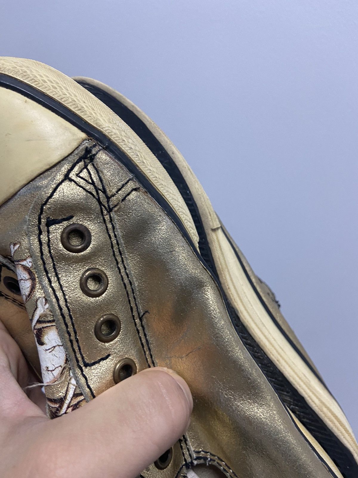 Christian Audigier × Ed Hardy × Vintage Ed Hardy Skull vintage shoes Low Top Sneakers Gold Size US 7 / EU 40 - 10 Thumbnail