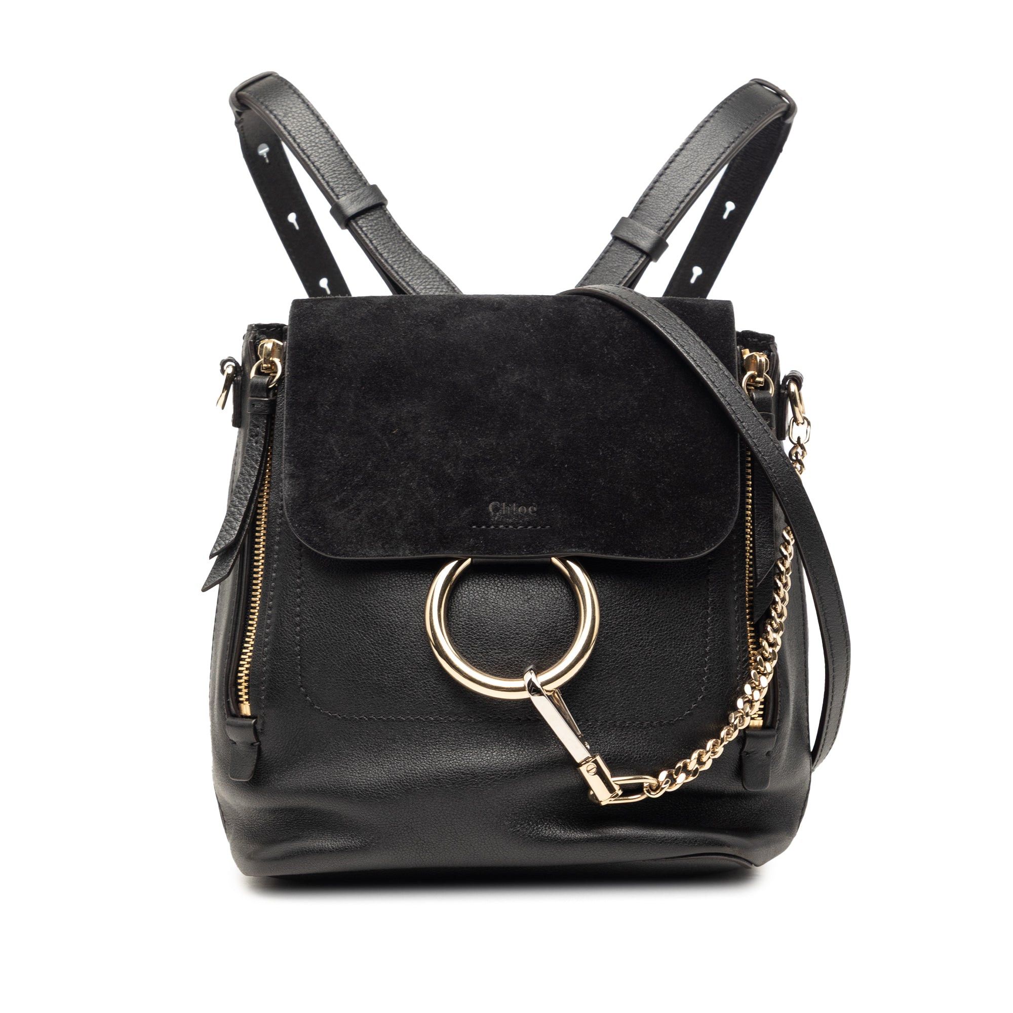 Chloe Medium Calfskin and Suede Faye Backpack Size ONE SIZE - 1 Thumbnail