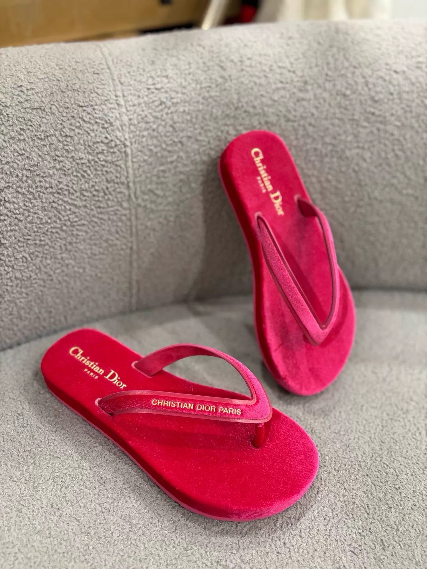 Dior Dior Women's SS Unworn Magenta Flocked Slides 36,38,39 (1/2-1 Size Up) Size US 5.5 / IT 35.5 - 4 Thumbnail