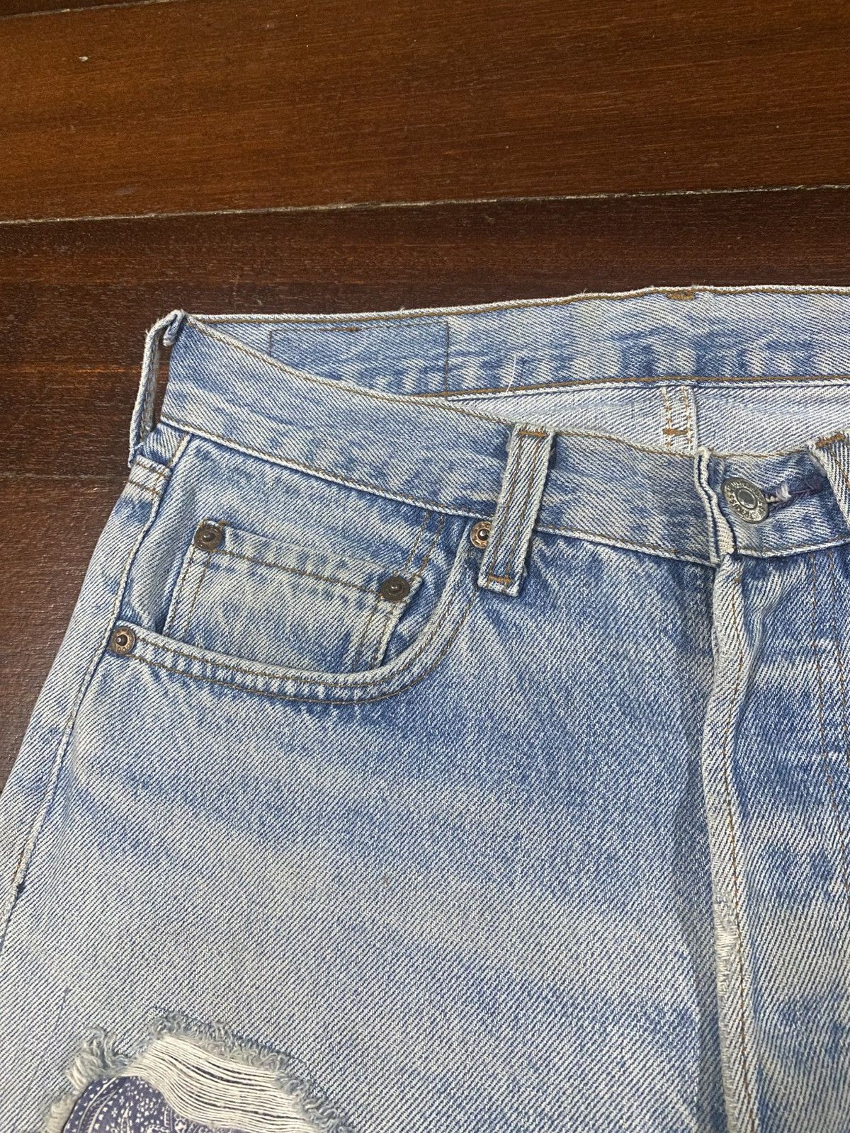 Levi's Vintage 70s 80s Levis 501 distressed rework patch mud wash Size US 30 / EU 46 - 8 Thumbnail