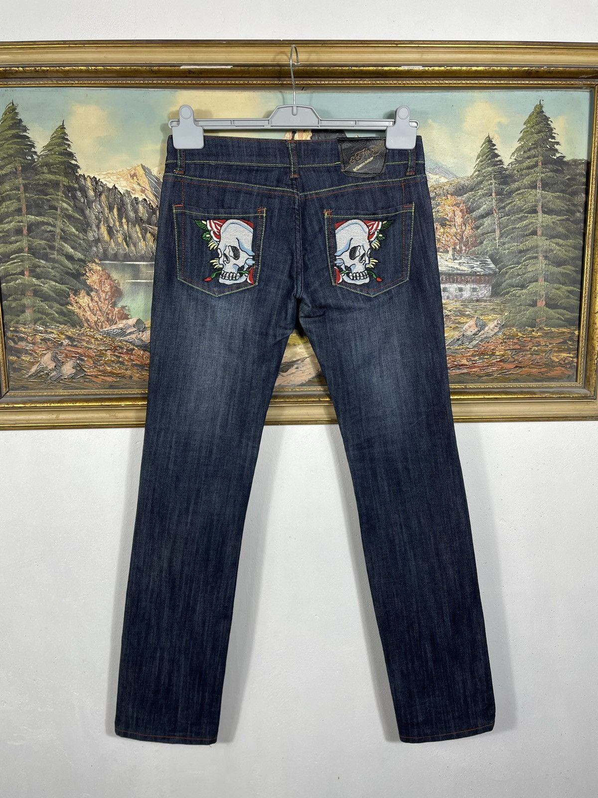 Ed Hardy × Vintage Ed Hardy Vintage Y2k Low Rise Denim Trousers Jeans Drip Swag Size 28" / US 6 / IT 42 - 1 Thumbnail