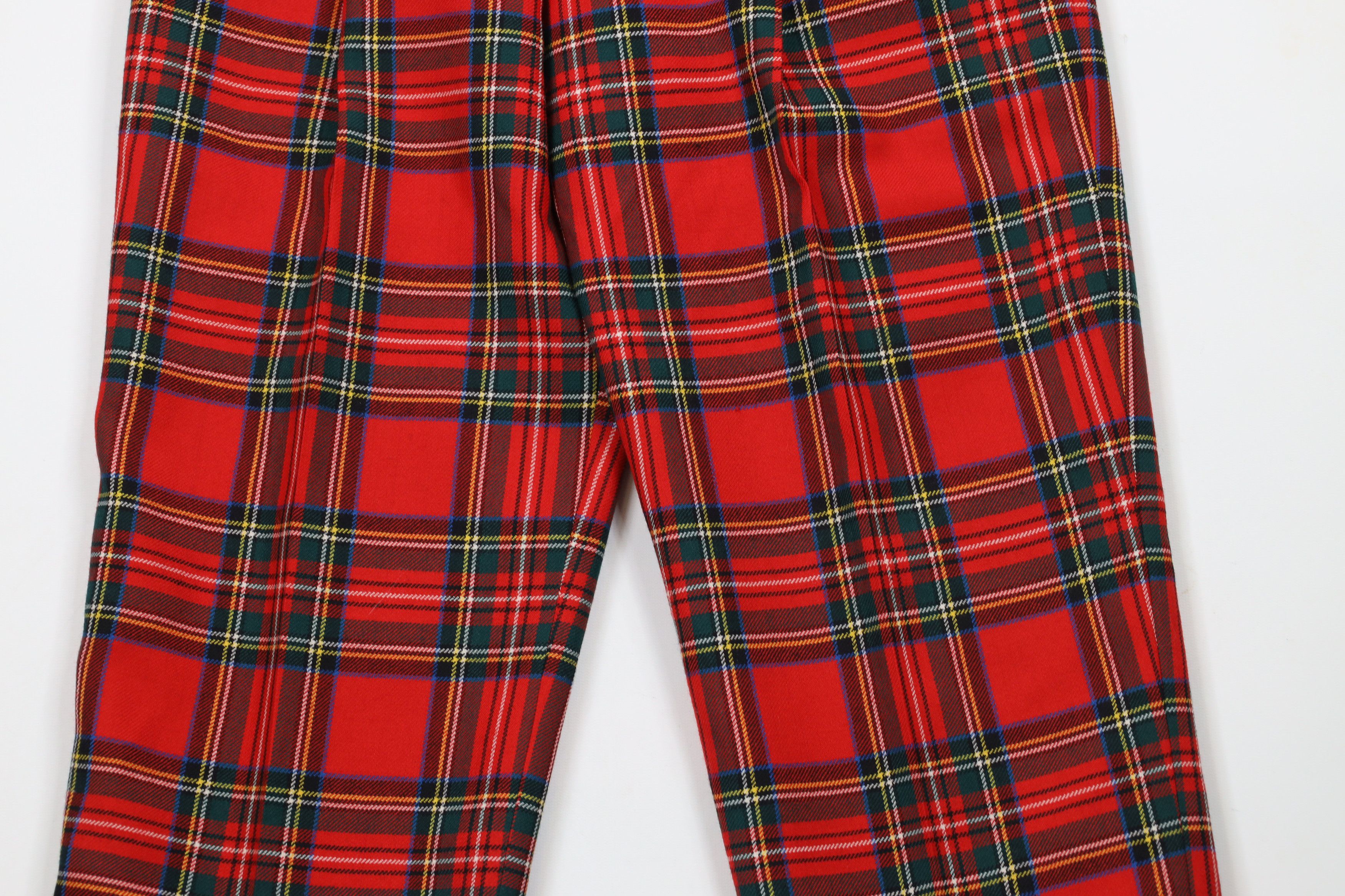 Vintage Vintage 90s Streetwear Pleated Wool Chino Pants Red Plaid Size 28" / US 6 / IT 42 - 3 Thumbnail