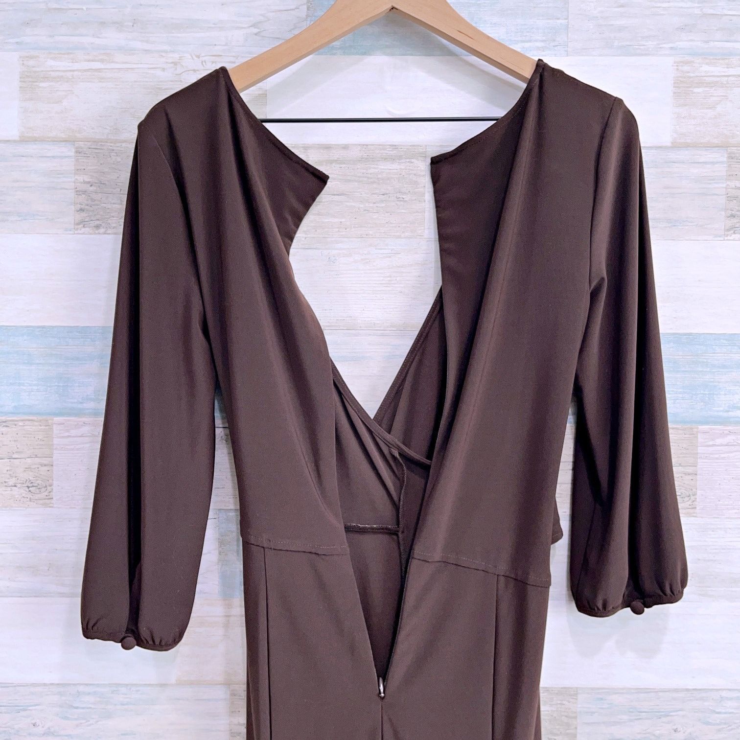 Adrianna Papell Adrianna Papell Jersey Wrap Dress Brown 3/4 Sleeve 6 Size M / US 6-8 / IT 42-44 - 5 Thumbnail