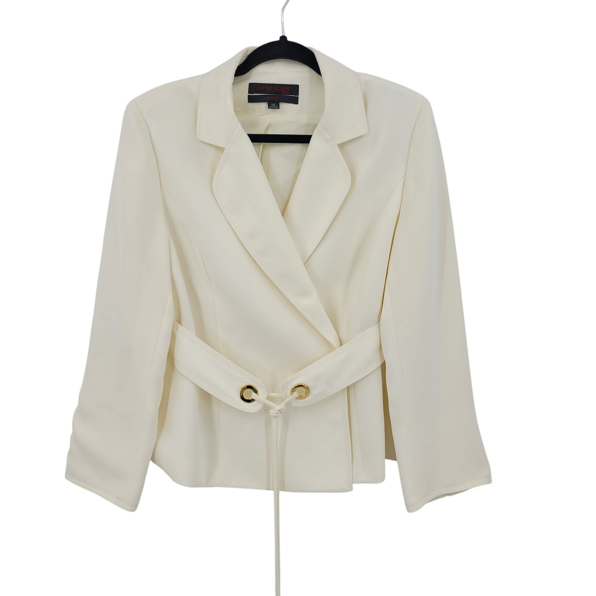 Anne Klein Vtg womens Petite White Single Breasted Blazer Jacket Sz 10P Size L / US 10 / IT 46 - 4 Thumbnail