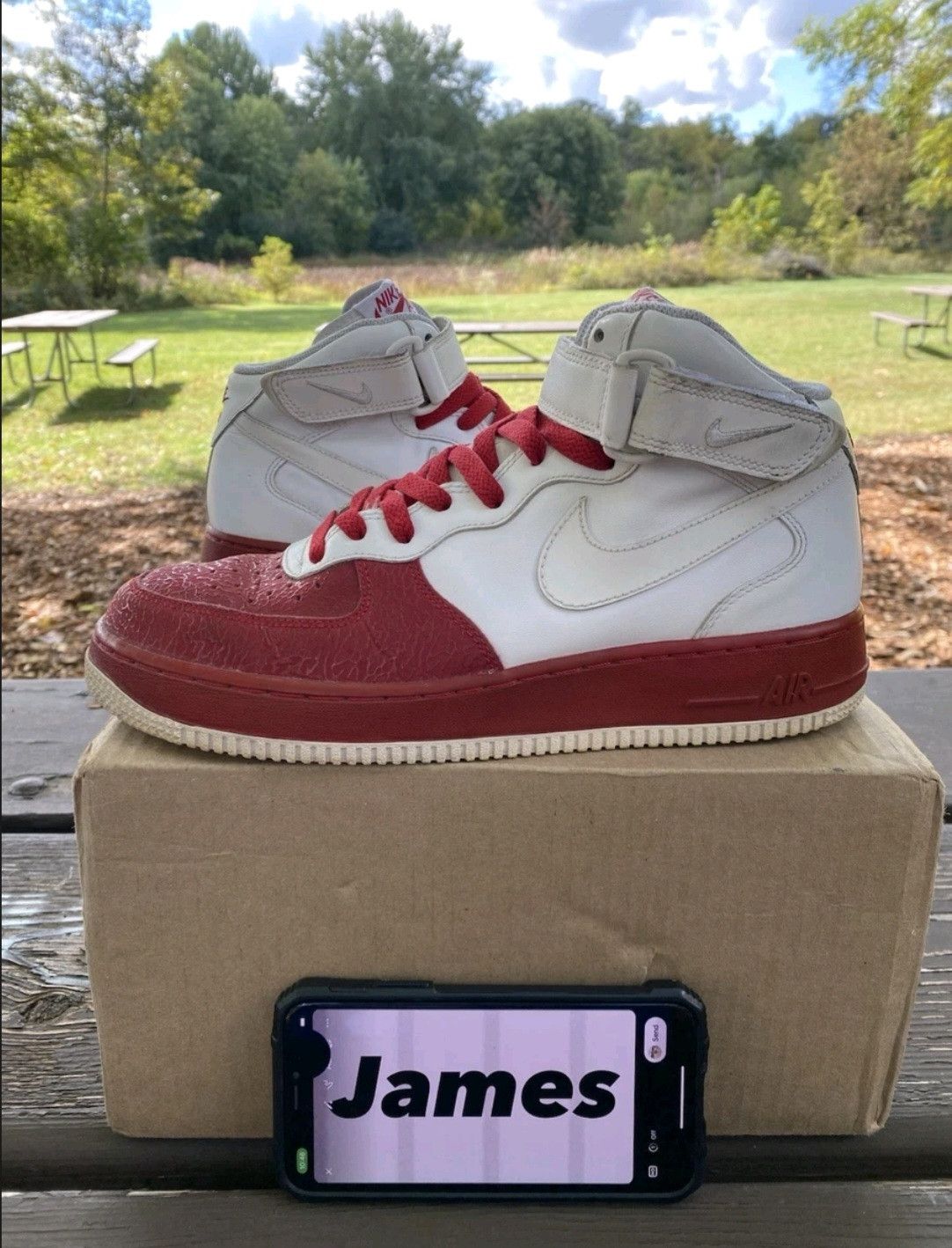 Nike Nike Air Force 1 Mid 07 White Varsity Red Size 8.5 Men Size US 8.5 / EU 41-42 - 1 Thumbnail