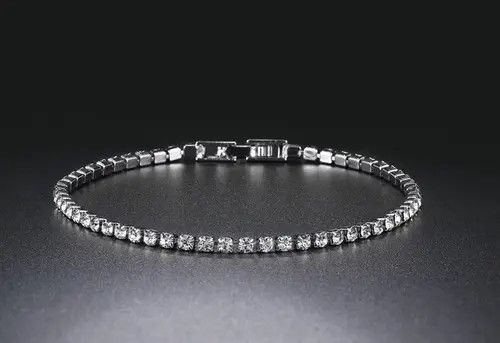 VIBE Silver Color 2.5 AAA Cubic Zirconia Tennis Chain Bracelet Size ONE SIZE - 4 Thumbnail