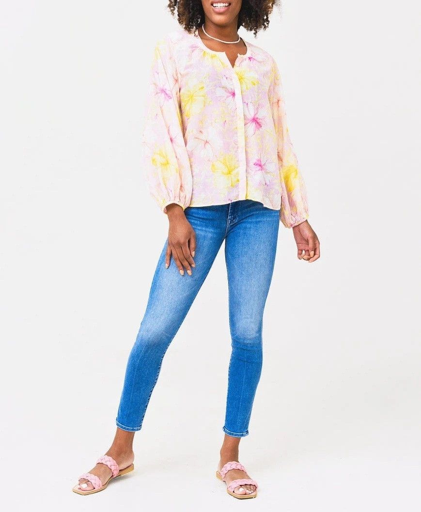 LoveShackFancy LoveShackFancy Blouse Floral Long Balloon Sleeve Button Up Size XS / US 0-2 / IT 36-38 - 2 Thumbnail