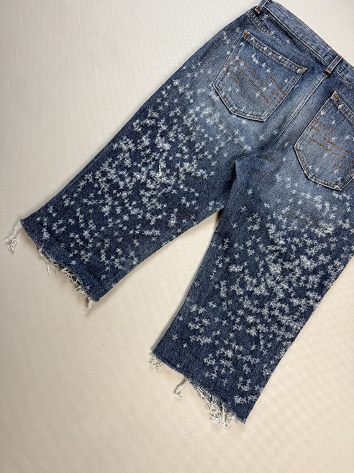 W&LT Walter Van Beirendonck Distressed Cut Off Denim Shorts Jeans Size US 31 - 18 Thumbnail