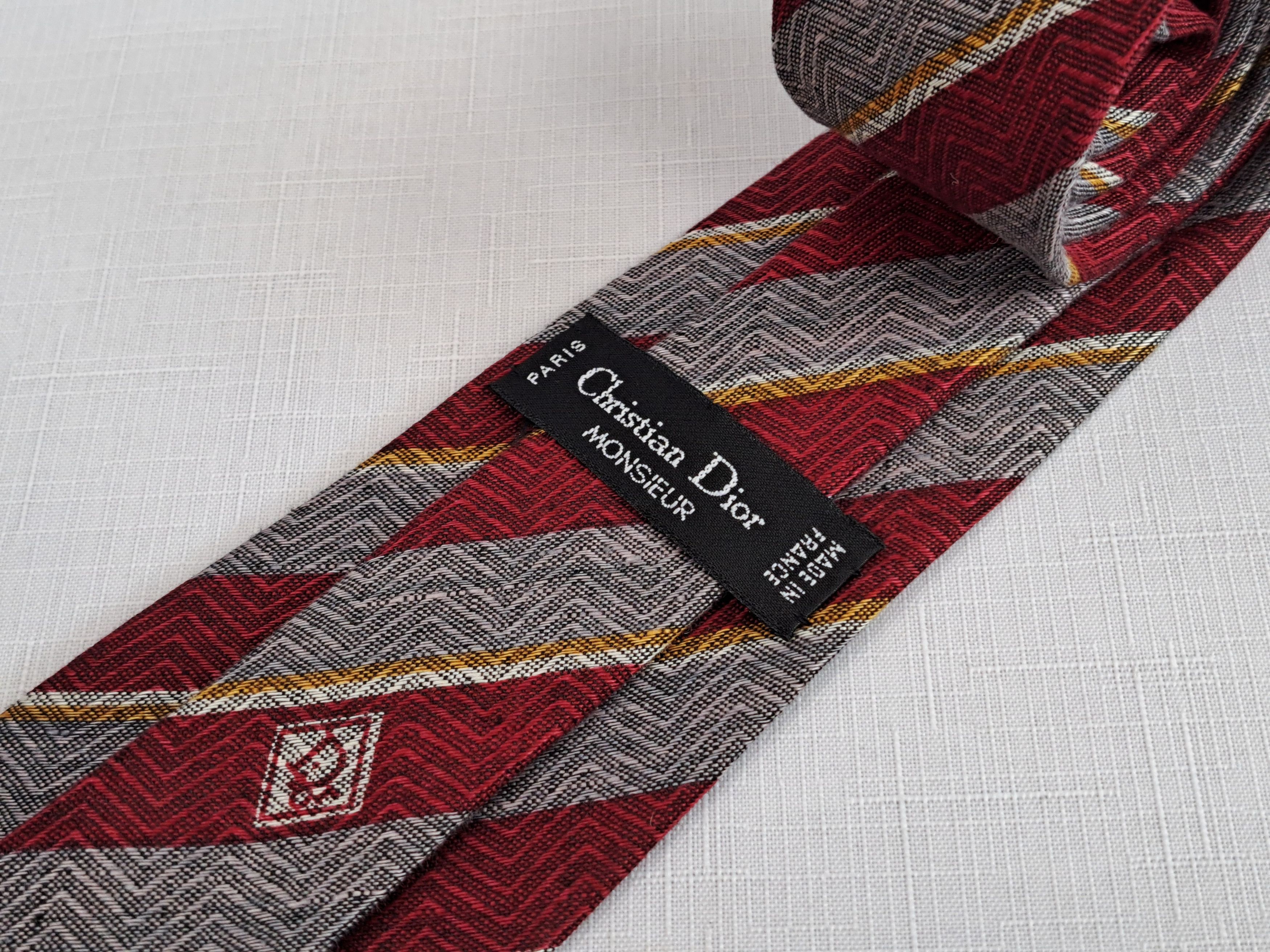 Dior × Vintage Vintage Christian Dior striped linen tie. Size ONE SIZE - 1 Thumbnail