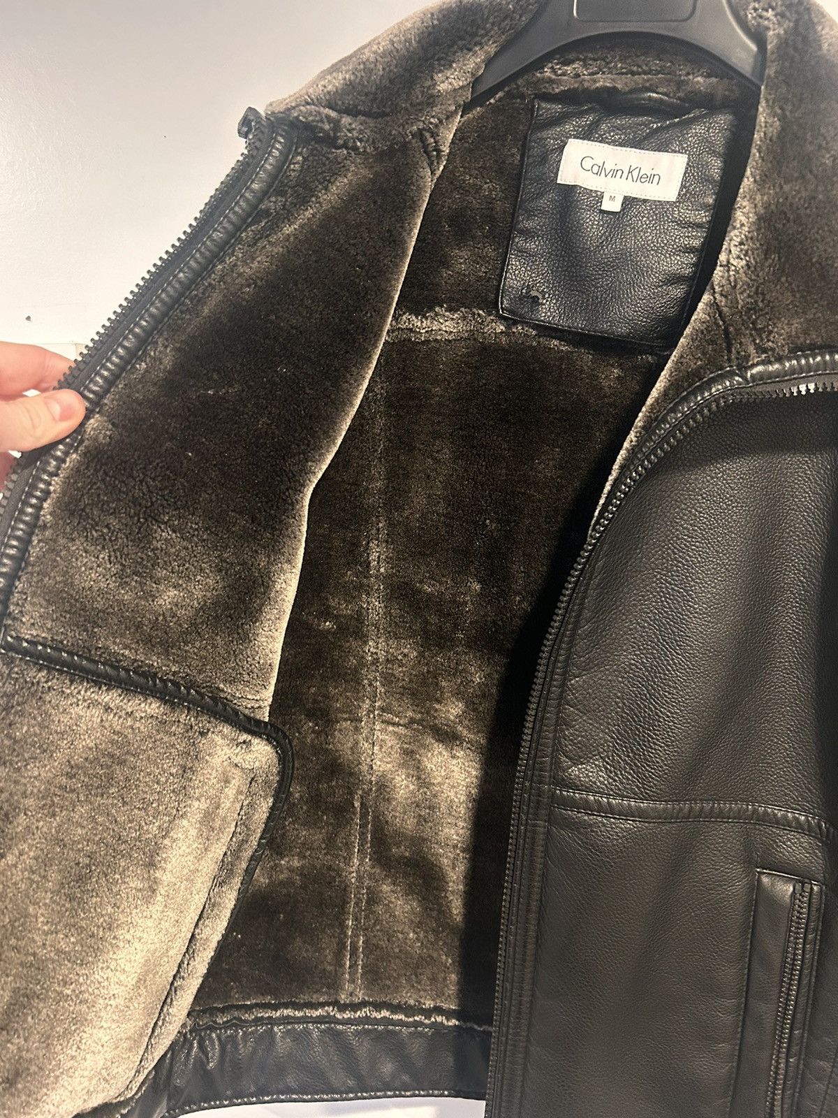 Calvin Klein Black fur lined leather jacket Size US M / EU 48-50 / 2 - 5 Thumbnail