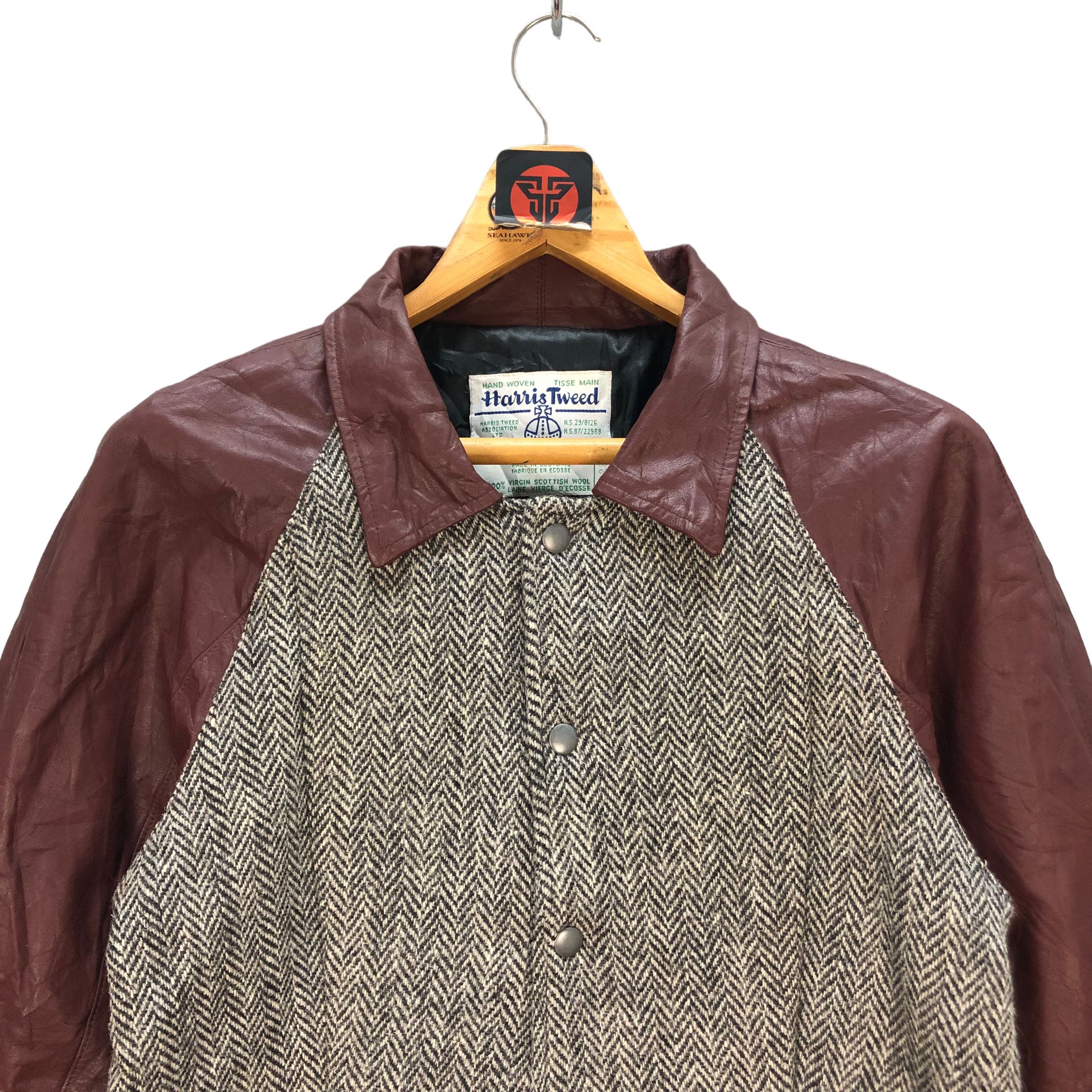 Harris Tweed HARRIS TWEED WOOL LEATHER HYBRID BOMBER JACKET #7360-134 Size US S / EU 44-46 / 1 - 2 Thumbnail