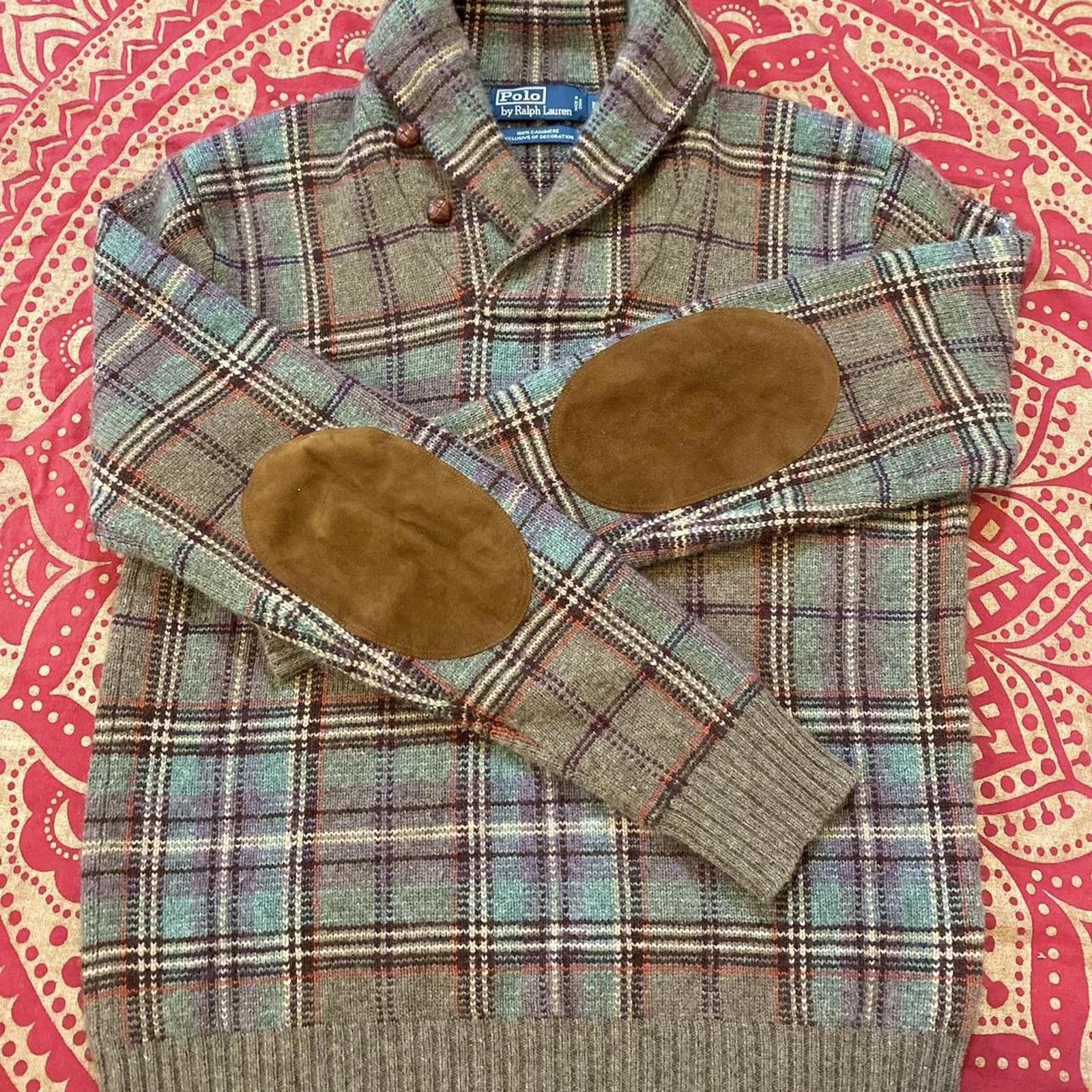 Polo Ralph Lauren Rare Grail polo Ralph Lauren plaid shawl-neck knit cashmere Size US M / EU 48-50 / 2 - 1 Thumbnail