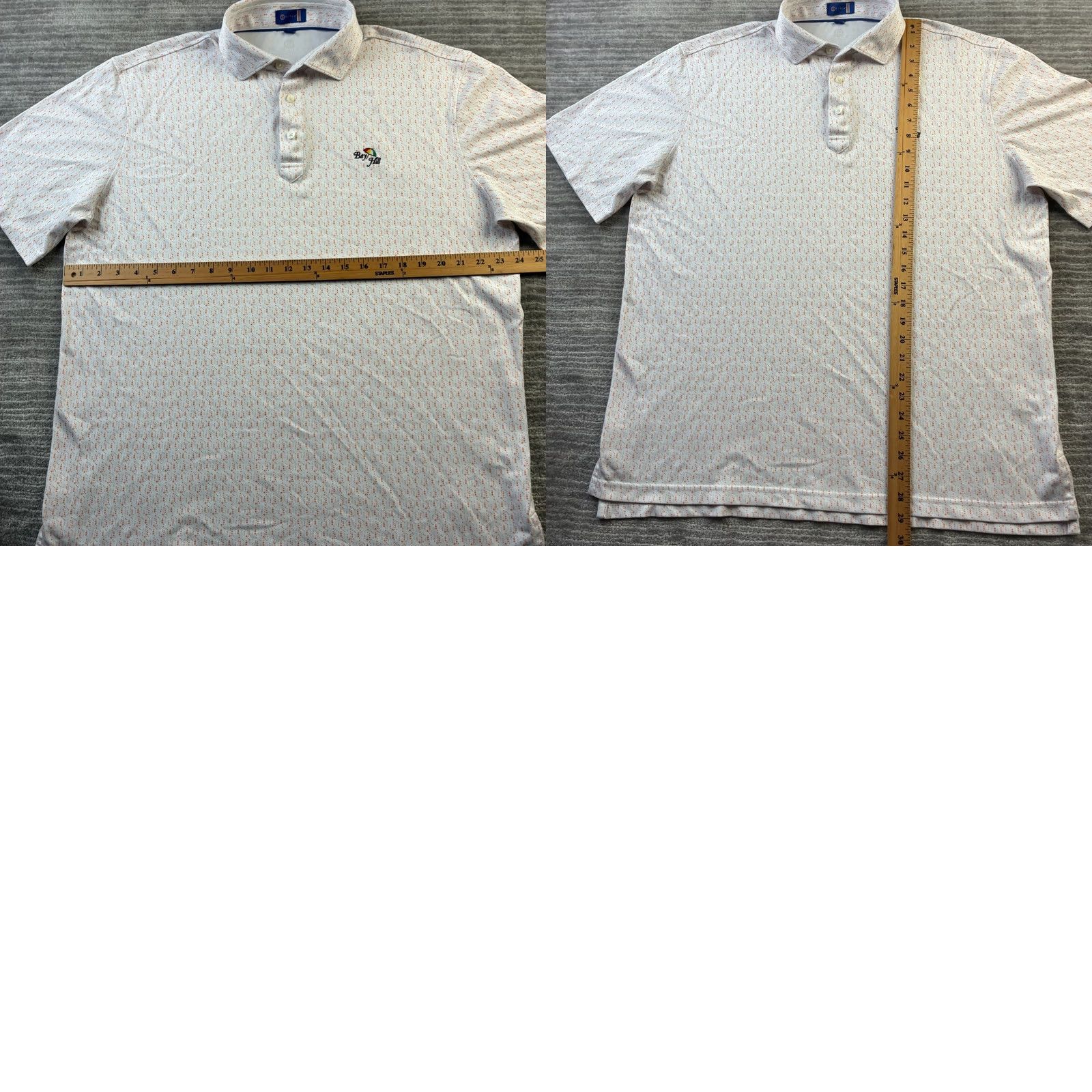 Vintage Stitch Polo Shirt Mens Large Orange Golf All Over Print Shirt Size US L / EU 52-54 / 3 - 8 Thumbnail