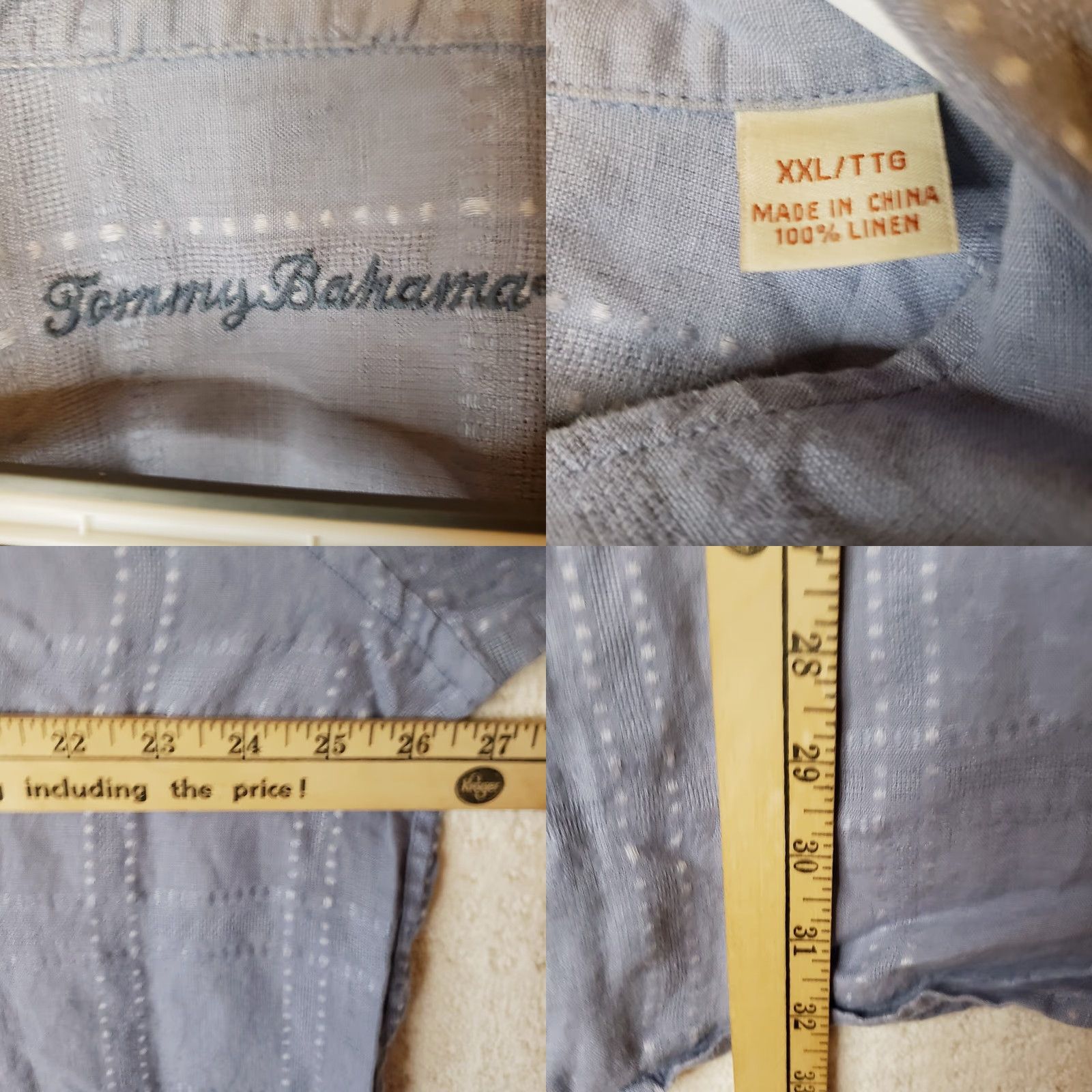 Tommy Bahama VINTAGE Tommy Bahama Shirt 2XL Button-Down Long Sleeve Blue 100% Linen Relaxed Mens Shirt Size US XXL / EU 58 / 5 - 8 Thumbnail