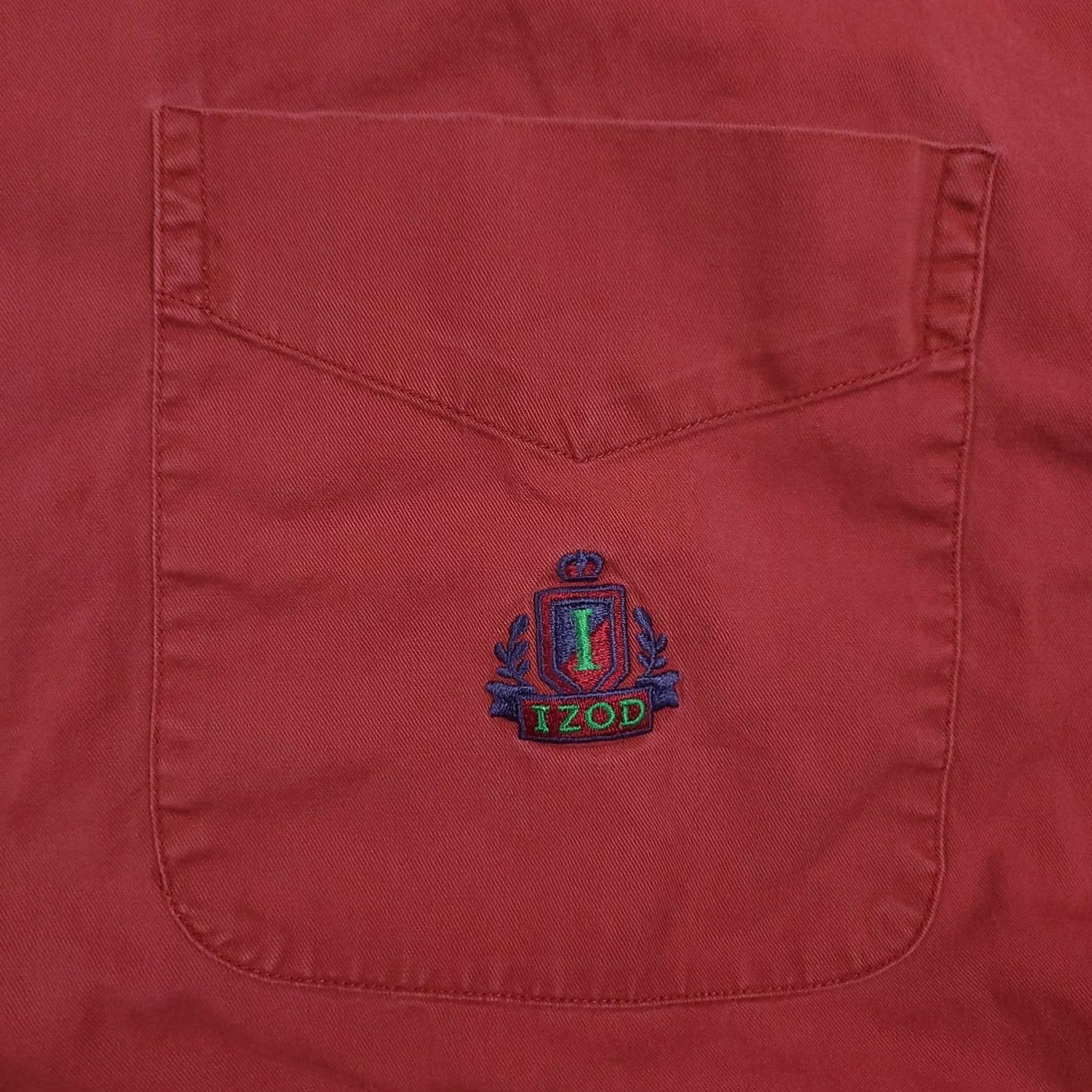 Izod VINTAGE Izod Shirt Mens 2X Red Short Sleeve Button Down Crest Logo Pocket Cotton Casual Size US XXL / EU 58 / 5 - 7 Thumbnail
