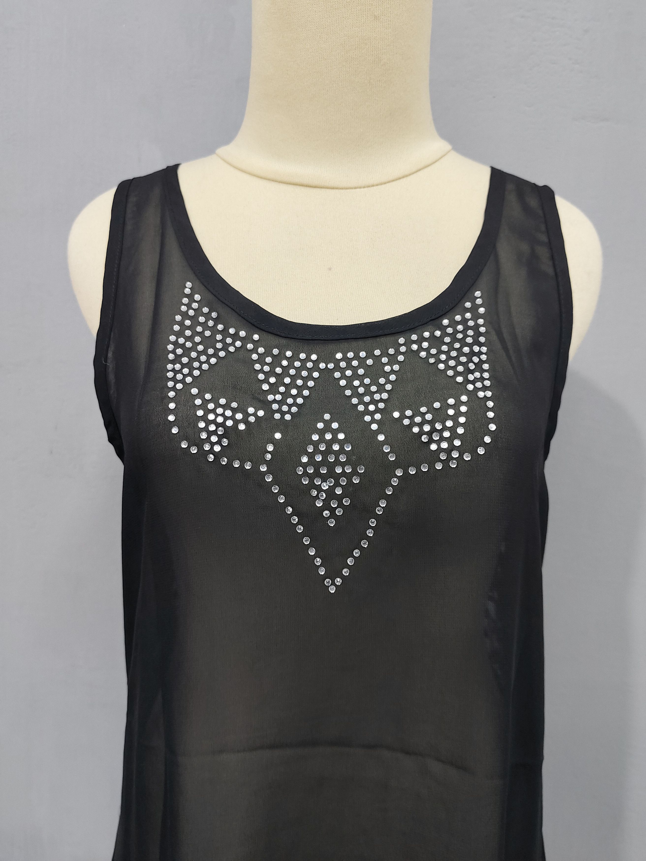 Japanese Brand Sky Bomber🇯🇵Gothic Sheer Rhinestone Tribal Lace Asymmetric Size M / US 6-8 / IT 42-44 - 3 Thumbnail