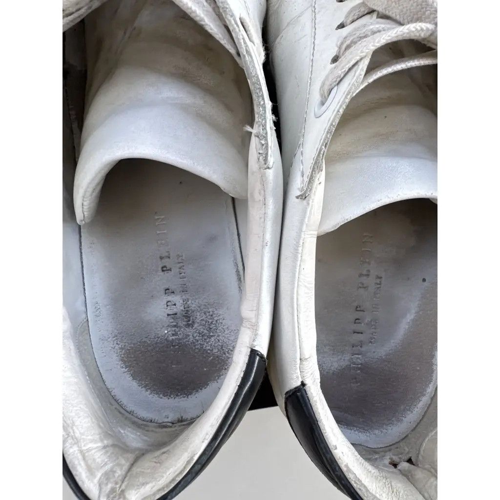 Philipp Plein Philipp Plein White Leather Low-Top Sneakers EU 43 – Metal Size US 10 / EU 43 - 7 Thumbnail