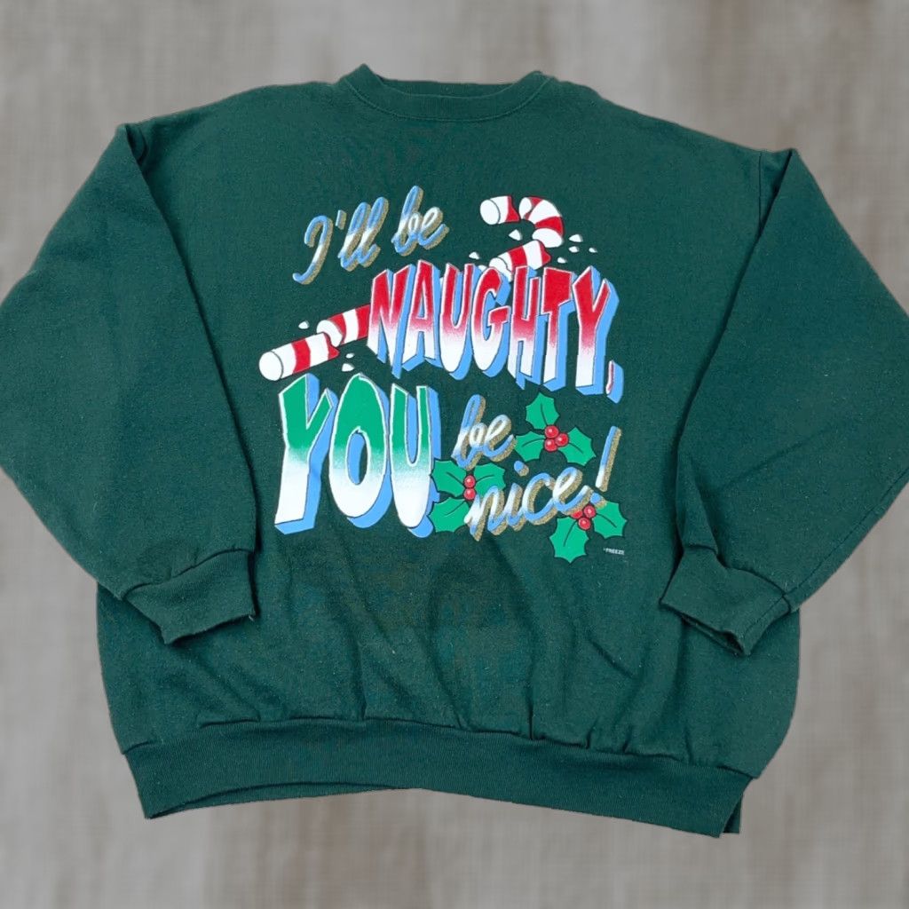 Vintage VINTAGE Freeze Christmas Sweatshirt Men L Green Crewneck Graphic Print 80s 90s Holiday Mens Housewear Size US L / EU 52-54 / 3 - 1 Thumbnail