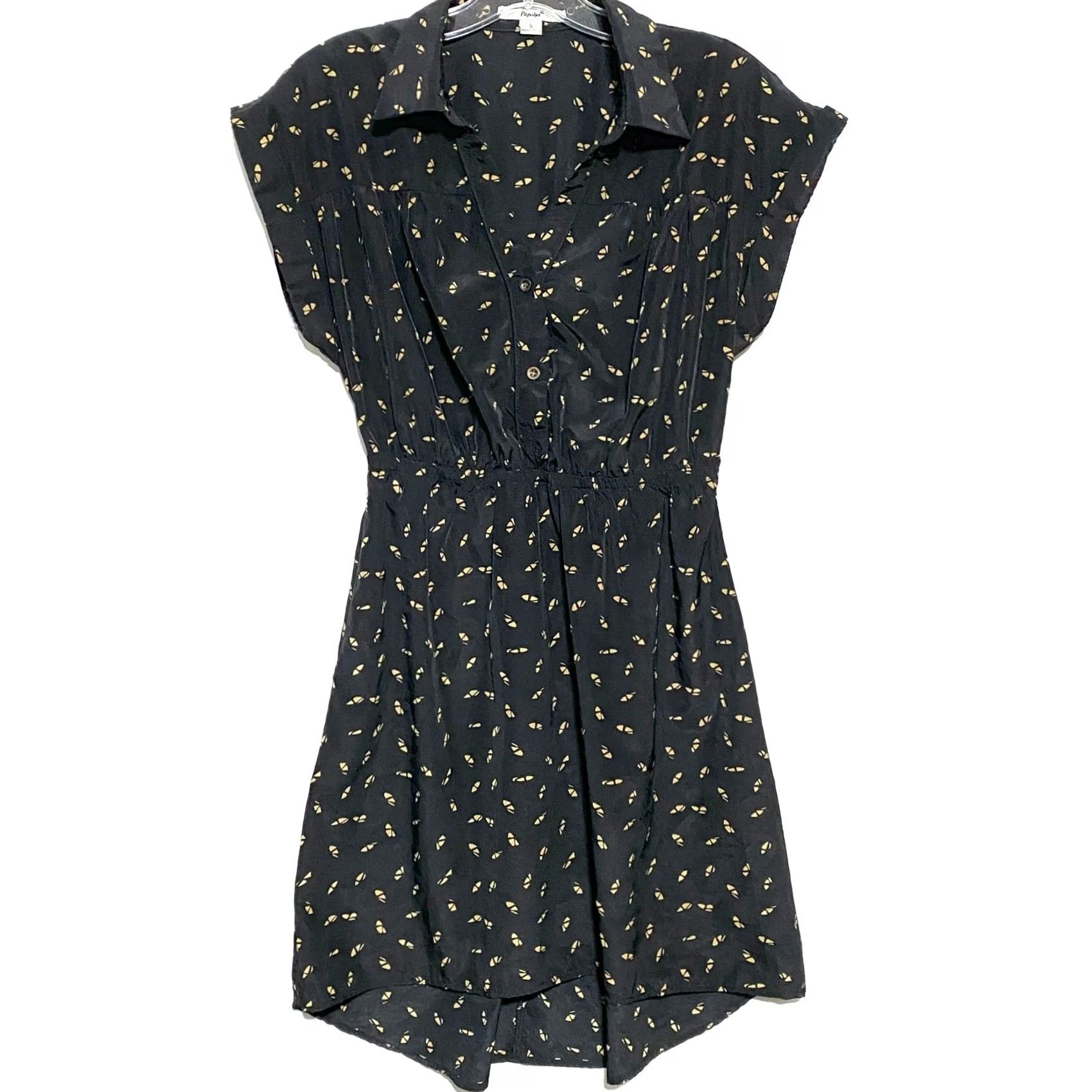 Vintage Papaya Dress Geometric Housewife S Mini Short Black Collared Button Polyester Geometric Pinup Retro 1950s Whimsigoth Womens Girls/Adult? Size S / US 4 / IT 40 - 2 Thumbnail