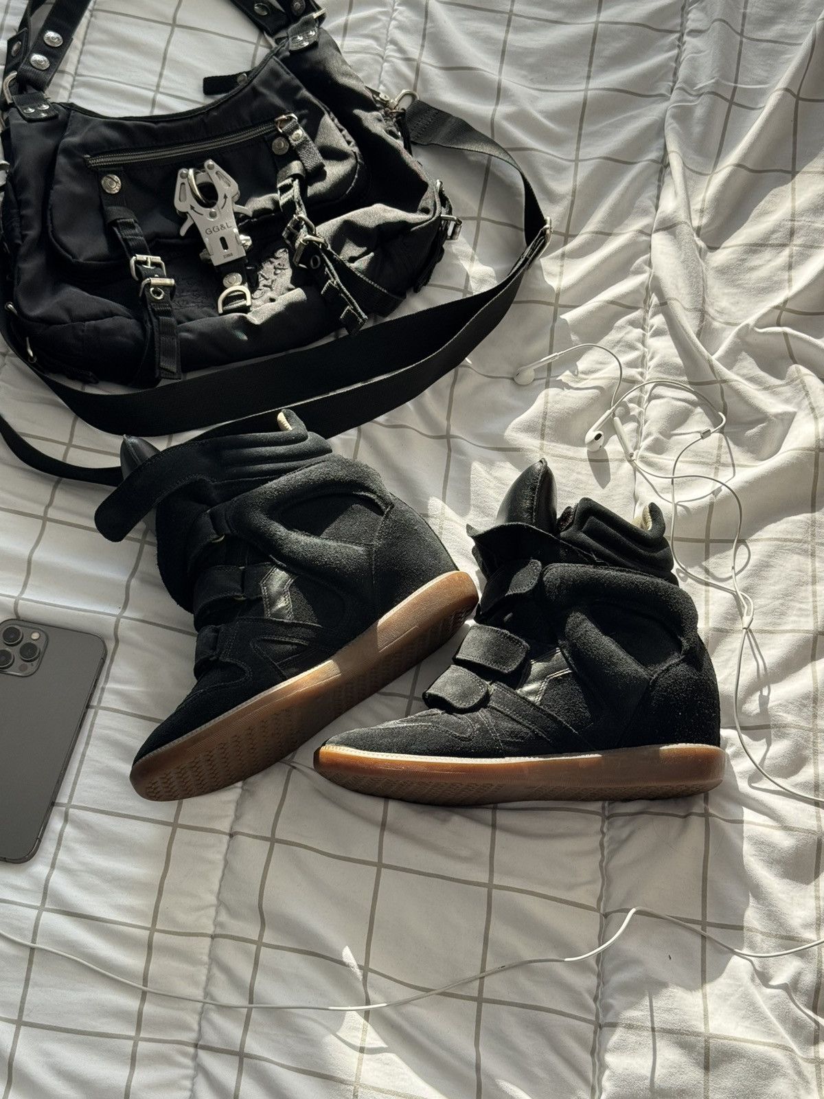 Isabel Marant Bekett sneakers shoes Washed Black Suede Wedge