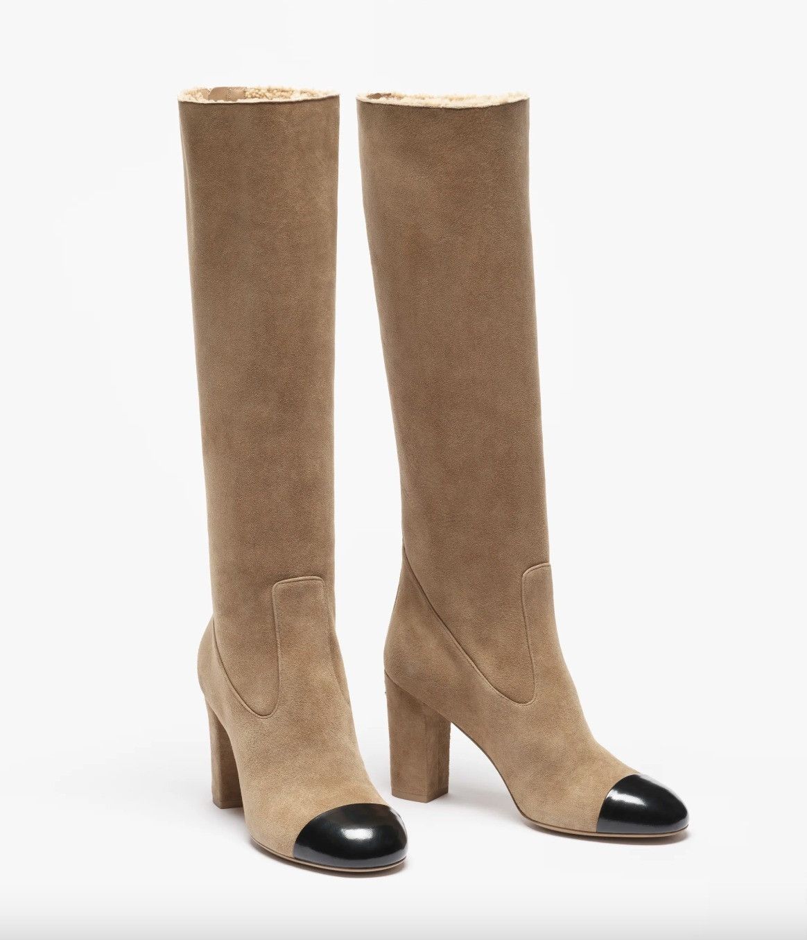 Chanel Chanel 24K Shearling Fur Logo Knee High Block Heel Boot 37.5 Size US 7.5 / IT 37.5 - 1 Thumbnail