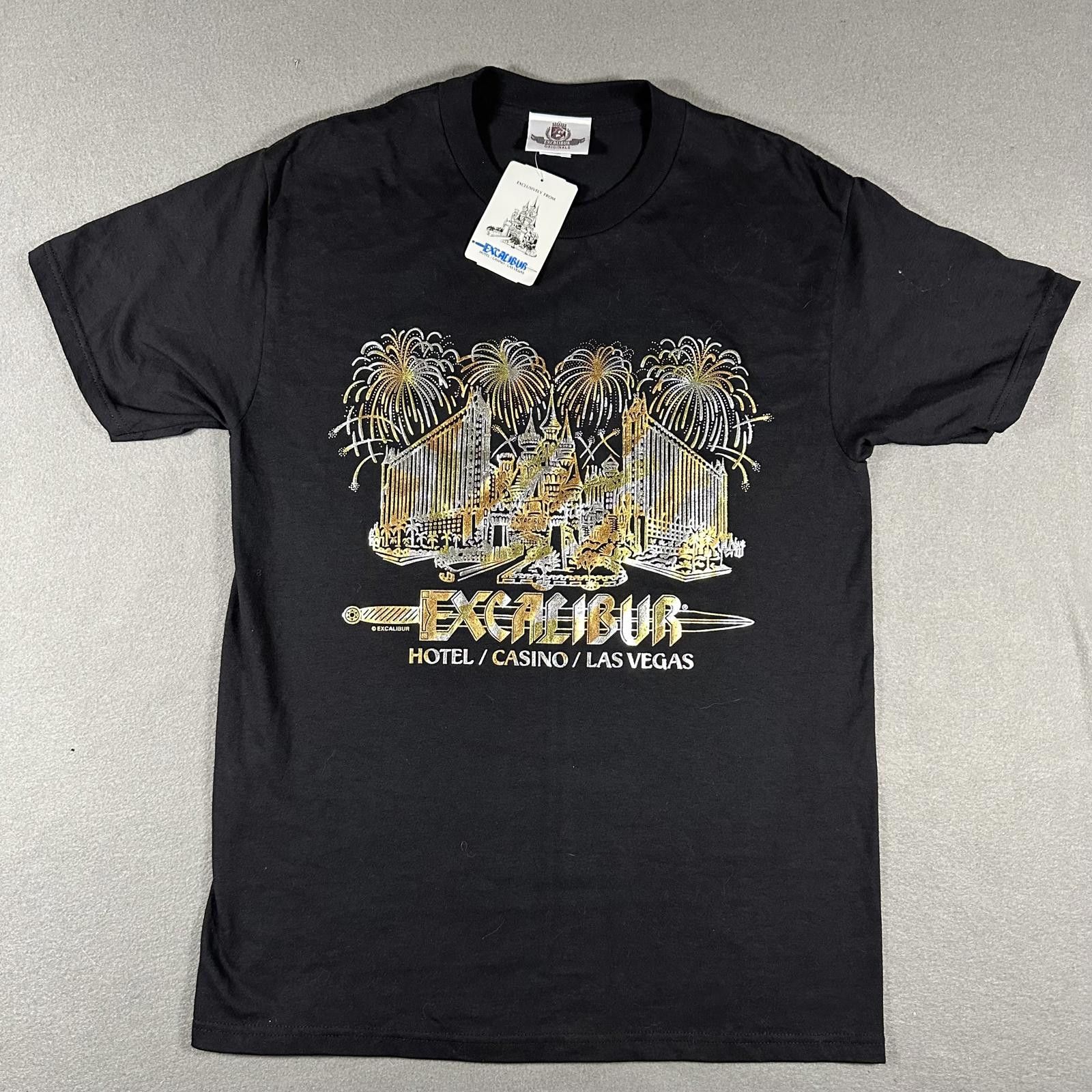 Other Vintage NWT Excalibur Vegas Textured Graphic T-shirt Black M Size US M / EU 48-50 / 2 - 1 Thumbnail