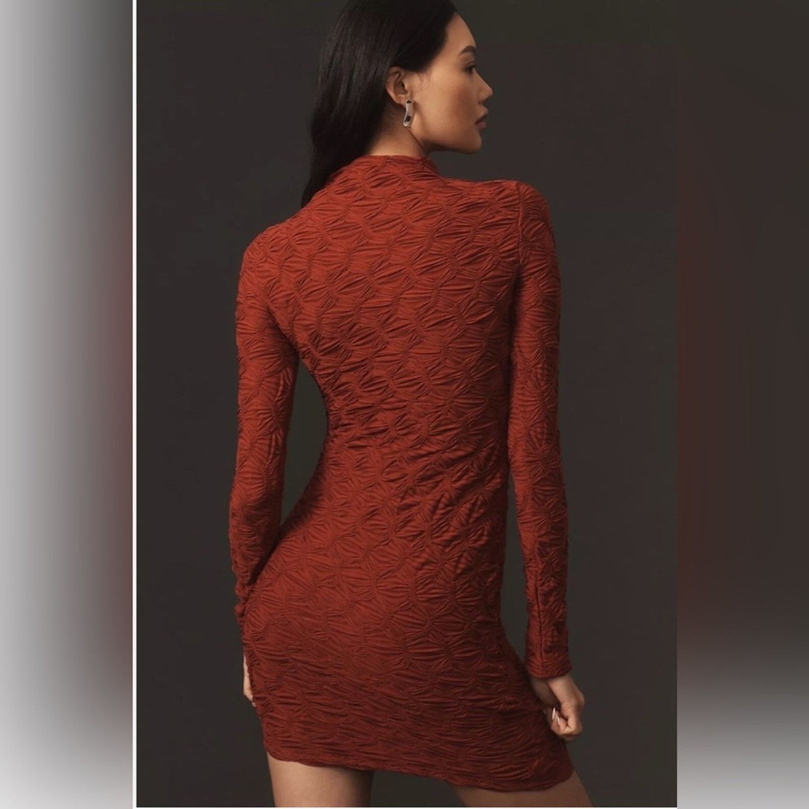 Anthropologie NWT MAEVE ANTHROPOLOGIE Long-Sleeve Scrunch Dress wine XXS Size XS / US 0-2 / IT 36-38 - 8 Thumbnail
