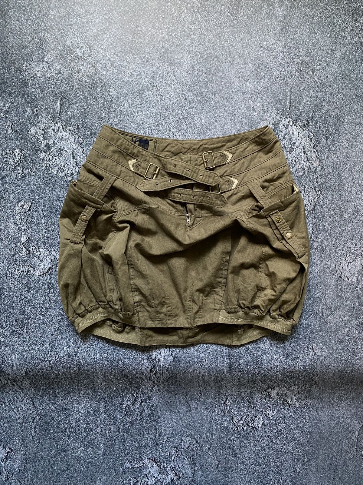 Marithe + Francois Girbaud M+FG Army Green Utility Belted Y2K Techwear Bubble Skirt Size 28" / US 6 / IT 42 - 1 Thumbnail