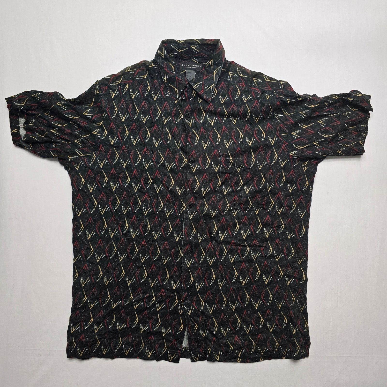 Vintage Crazy Horse Button Up Mens Large Hawaiian Geometric Shirt Size US L / EU 52-54 / 3 - 1 Thumbnail