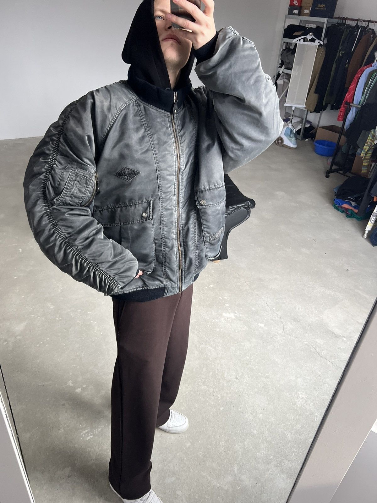 20471120 × Vintage 00s Vintage Balenciaga Style Bomber Size US XL / EU 56 / 4 - 2 Thumbnail