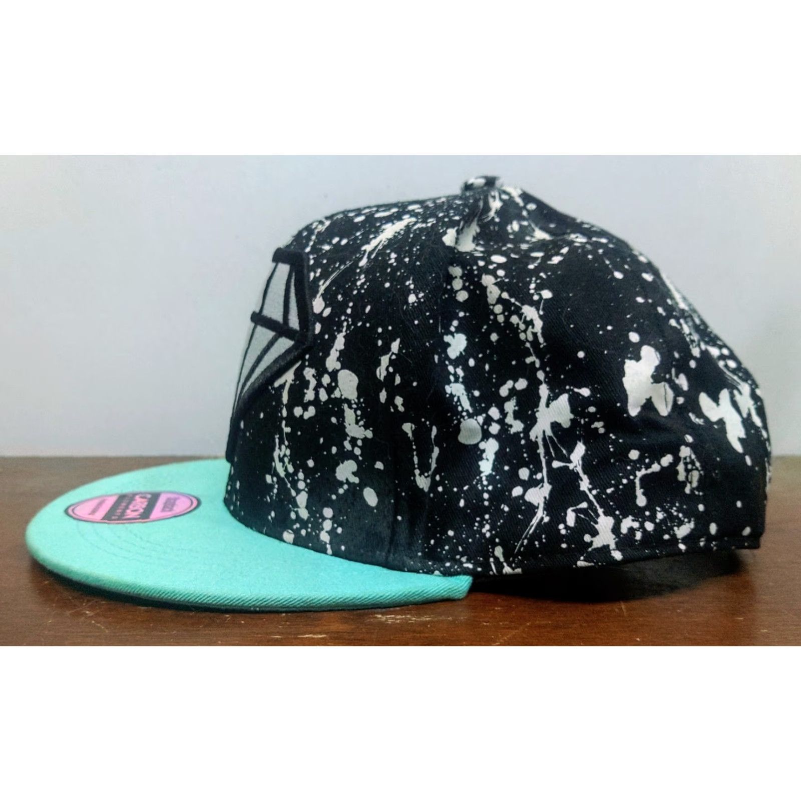 Carbon Diamond Carbon Elements Paint Splatter Snapback Hat Cap Black Turquoise Multicolor Adjustable Canvas Cotton Logo Dad Outdoor Retro Men Women Cap Size ONE SIZE - 6 Thumbnail