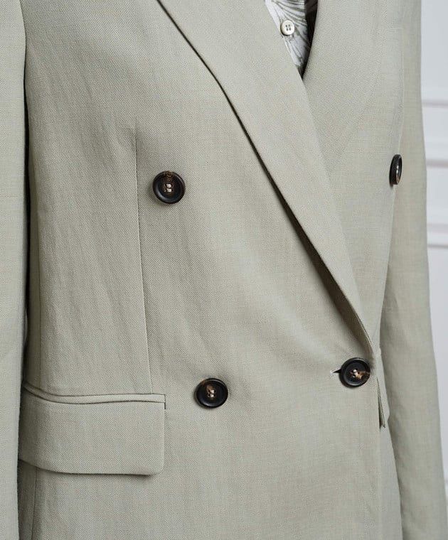 Brunello Cucinelli o1w1db10825 Woven Jacket Wool in Open Green Size M / US 6-8 / IT 42-44 - 5 Thumbnail