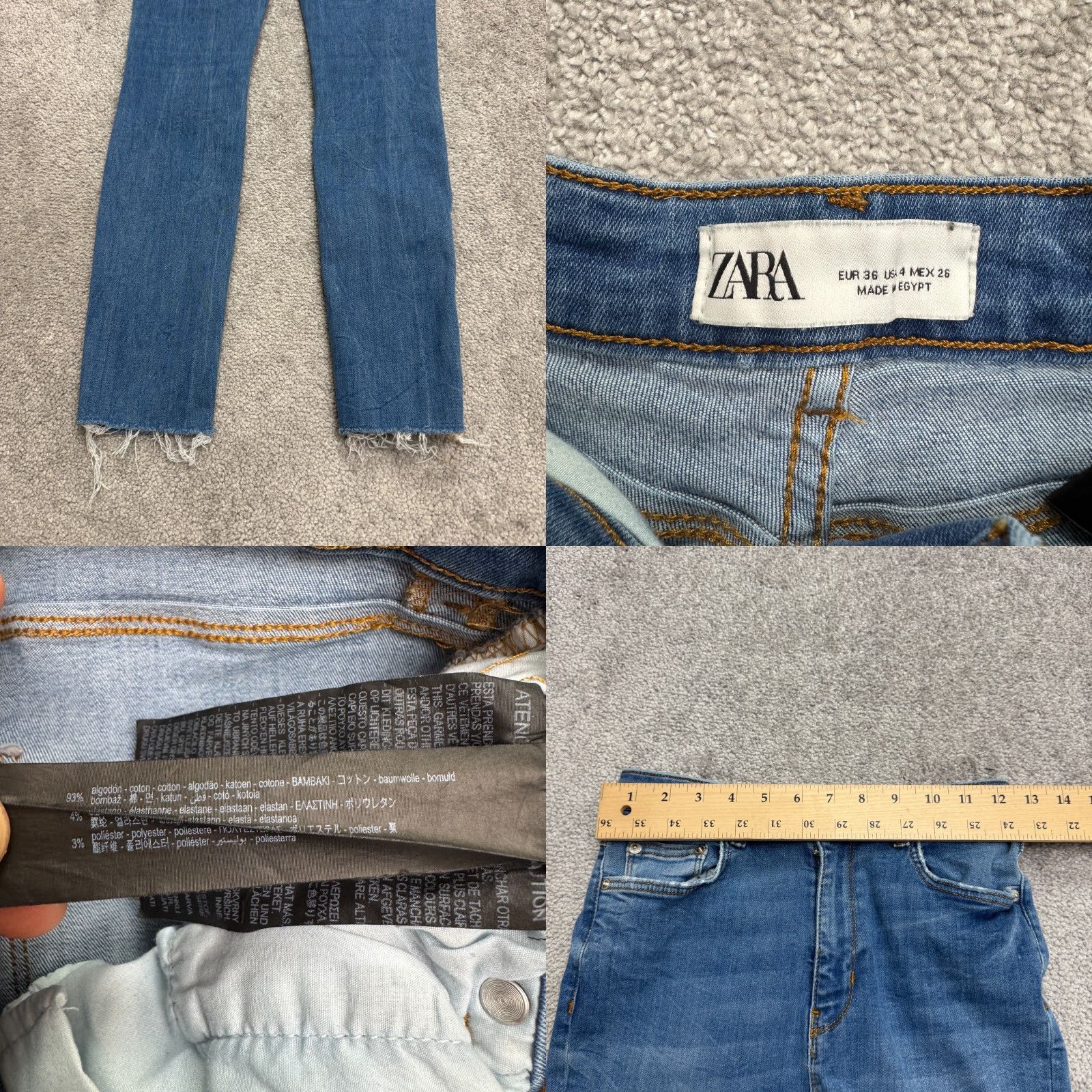 Zara VINTAGE Zara Women’s Skinny Jeans Denim High Waist Streetwear 4 Blue Distressed 28in Inseam Size 27" / US 4 / IT 40 - 8 Thumbnail