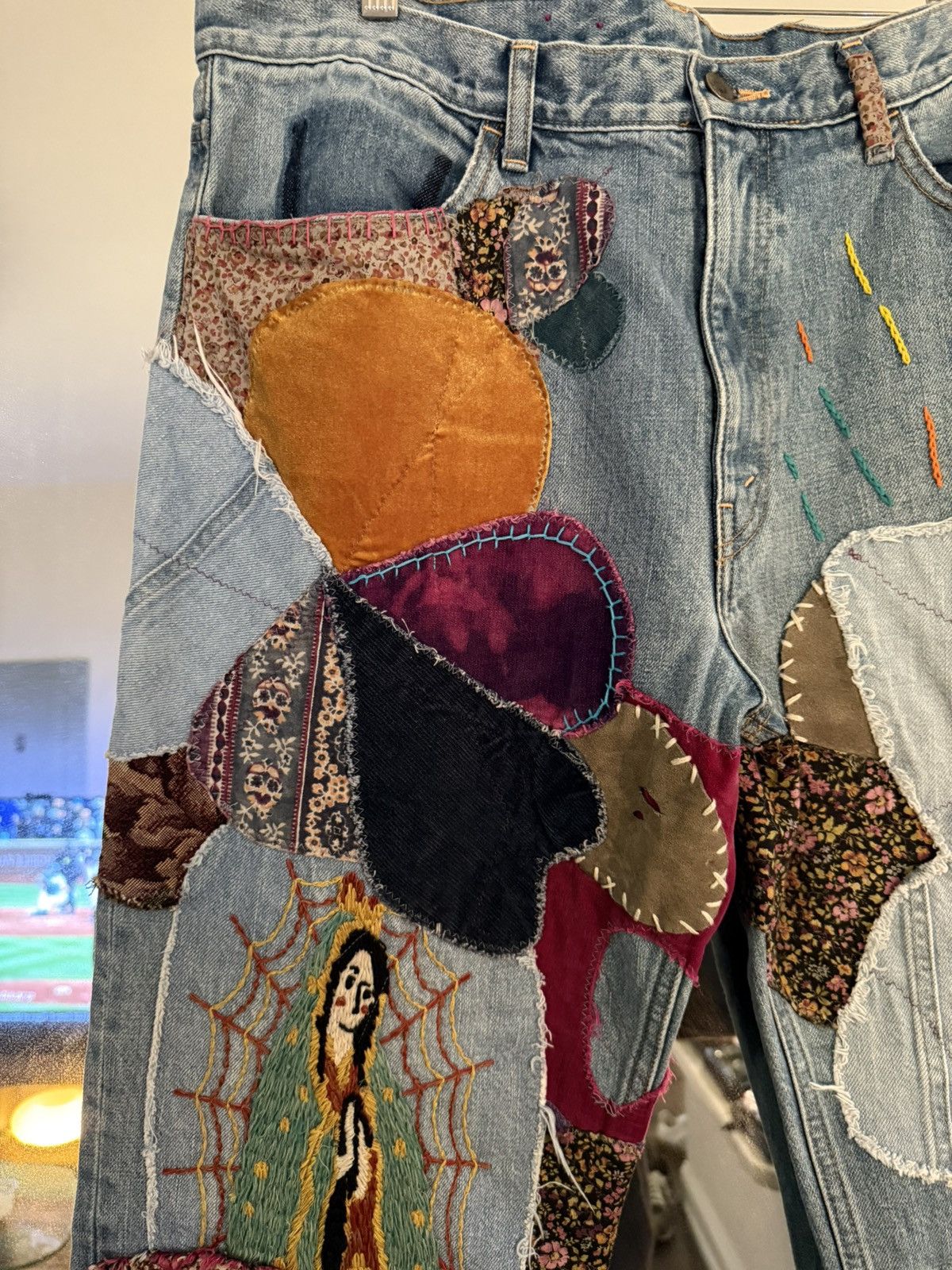 Kapital KAPITAL '14OZ CRAZY EL PASO 5P MONKEY CISCO' PATCH JEANS Size US 38 / EU 54 - 2 Thumbnail
