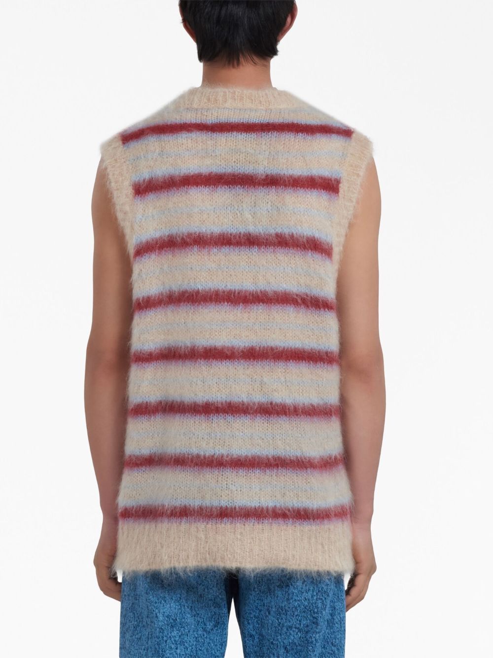 Marni o1w1db10125 Striped Mohair-Blend Vest in Tan Size US M / EU 48-50 / 2 - 4 Thumbnail