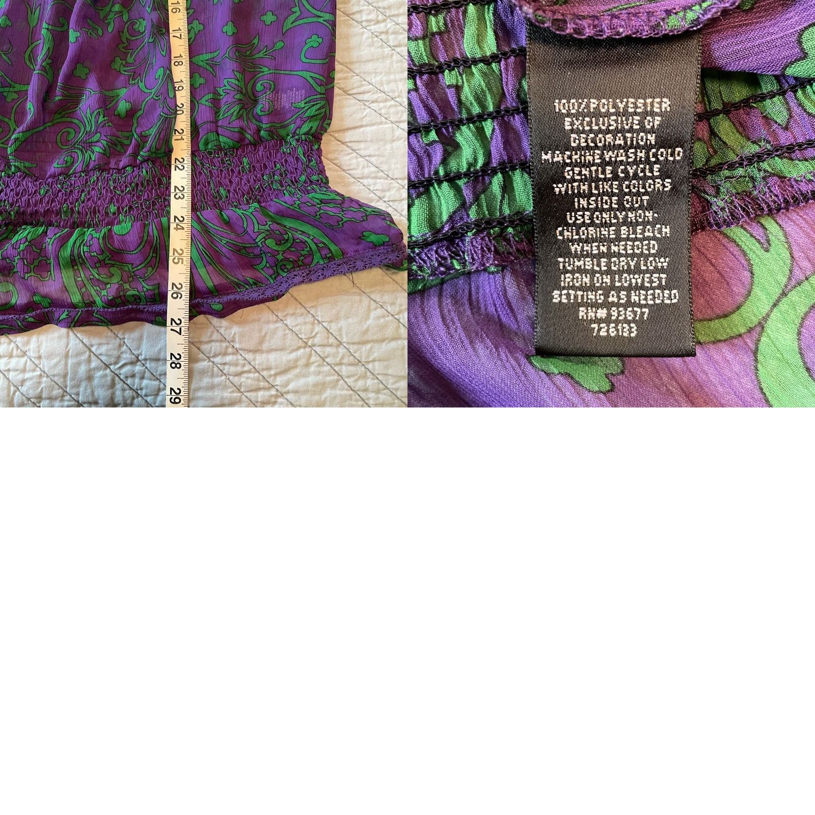Nicole Miller Nicole Miller Blouse L Short Sleeve Sheer Purple Pink Green Boho Grunge Party Casual Womens Size L / US 10 / IT 46 - 8 Thumbnail
