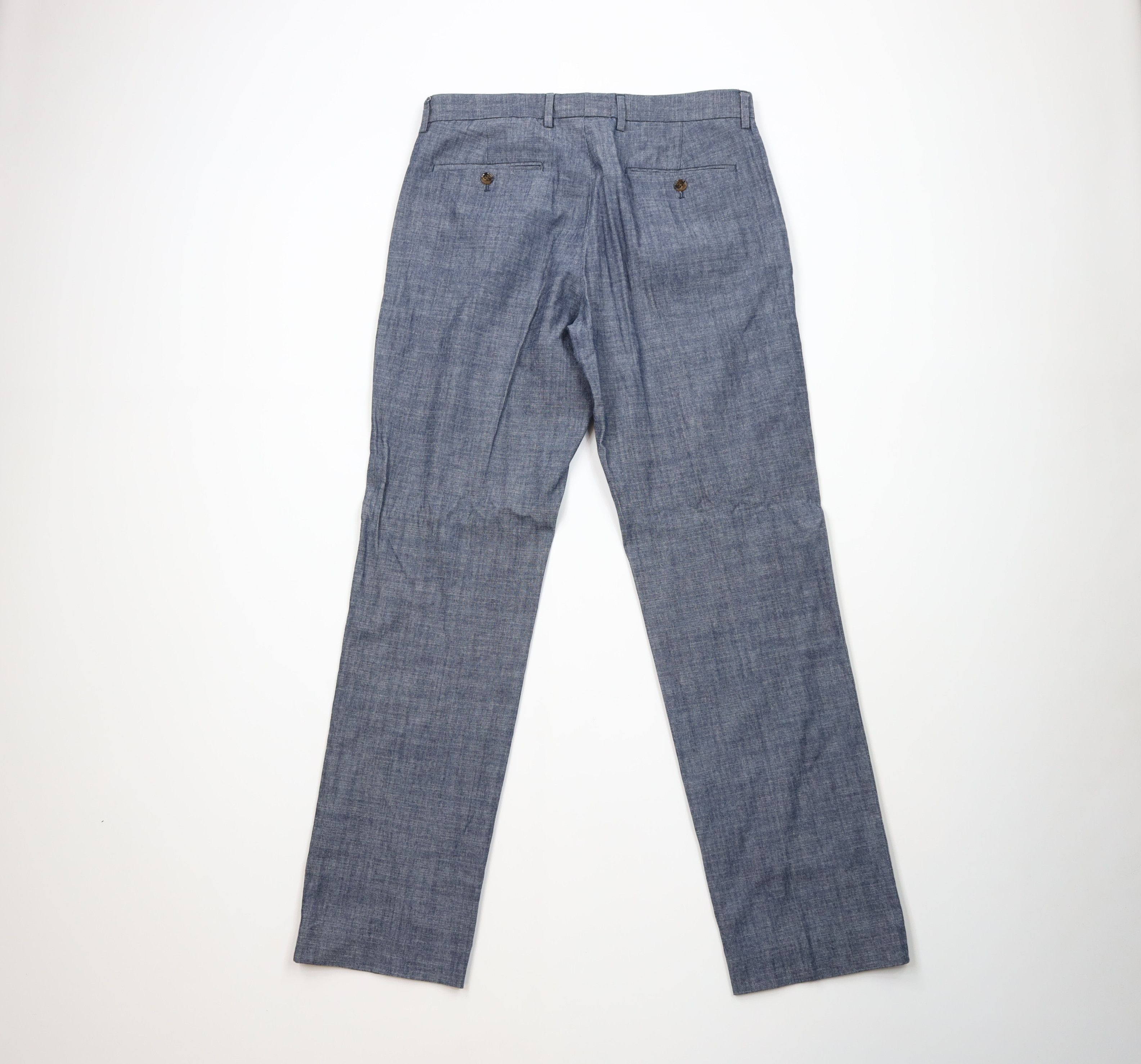 J.Crew J Crew Slim Fit Chambray Straight Leg Chino Pants Blue Size US 31 - 7 Thumbnail