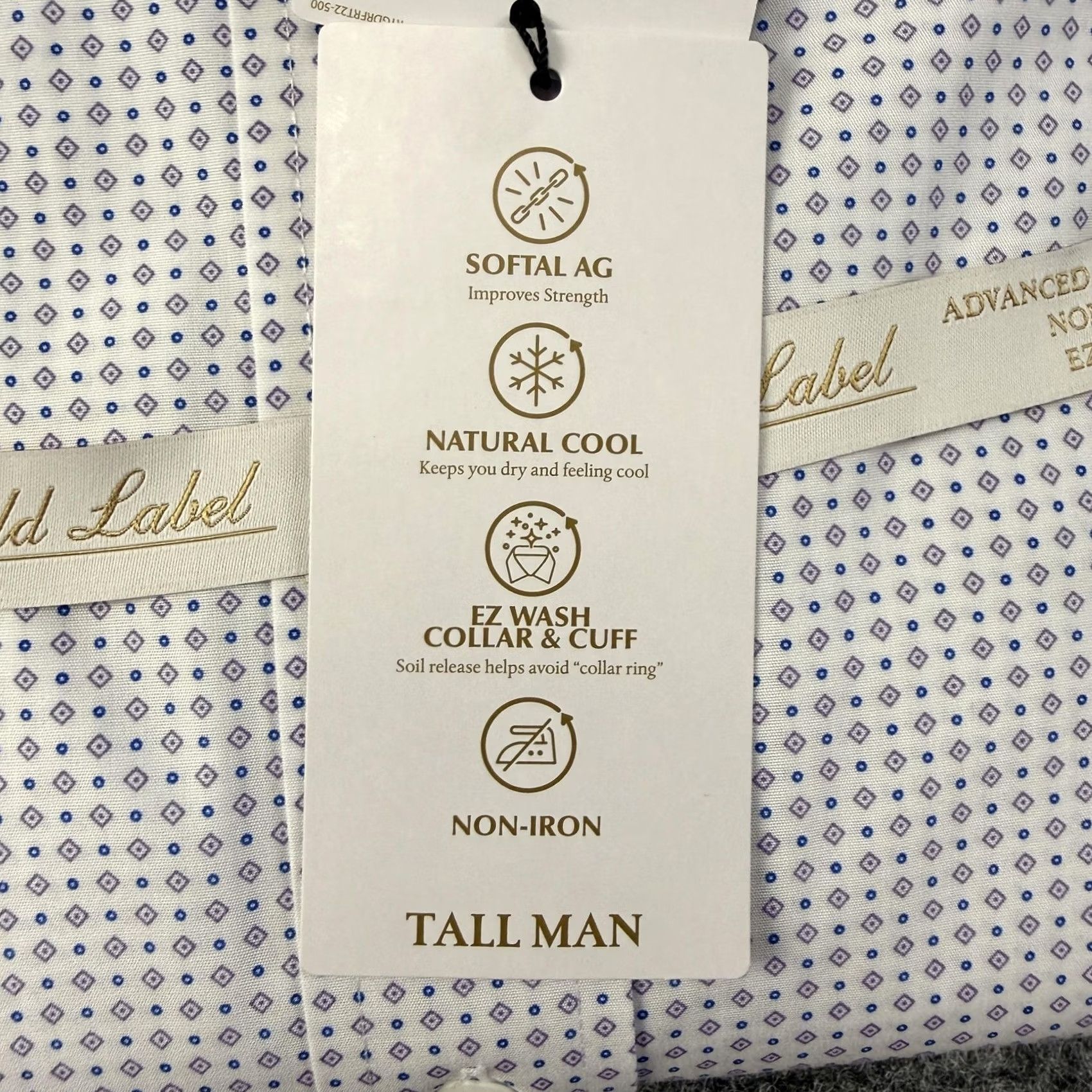 Roundtree & Yorke VINTAGE Roundtree & Yorke Gold Label Shirt Mens 18 36/37 Tall White Geometric Non-Iron Purple Accent Mens Size US XXL / EU 58 / 5 - 7 Thumbnail